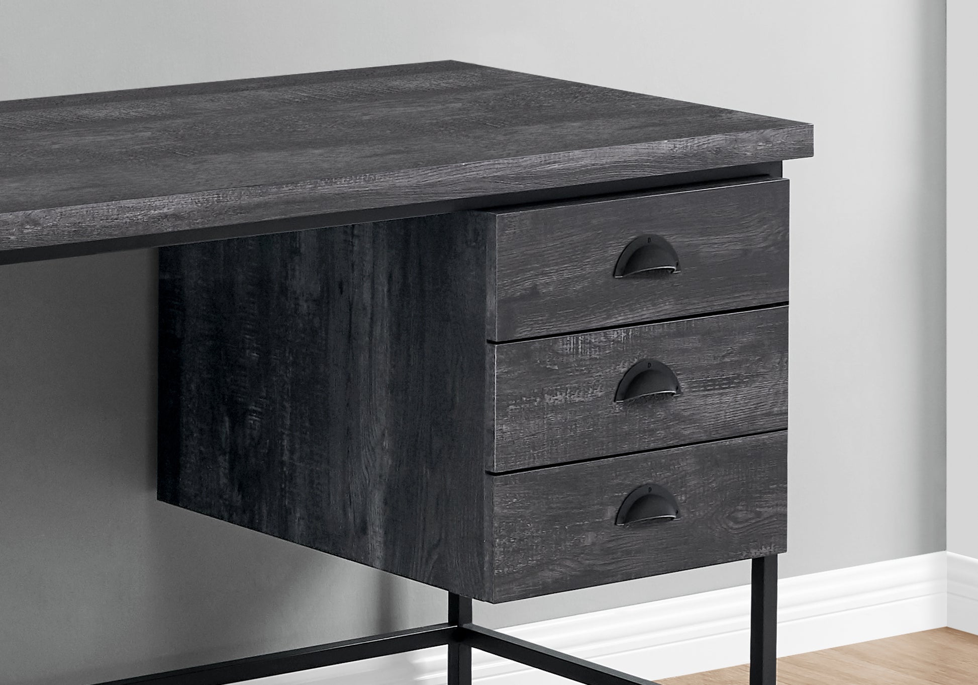 Computer Desk - 55"L / Brown Reclaimed Wood / Black Metal-Computer Desk-DECOROLALA
