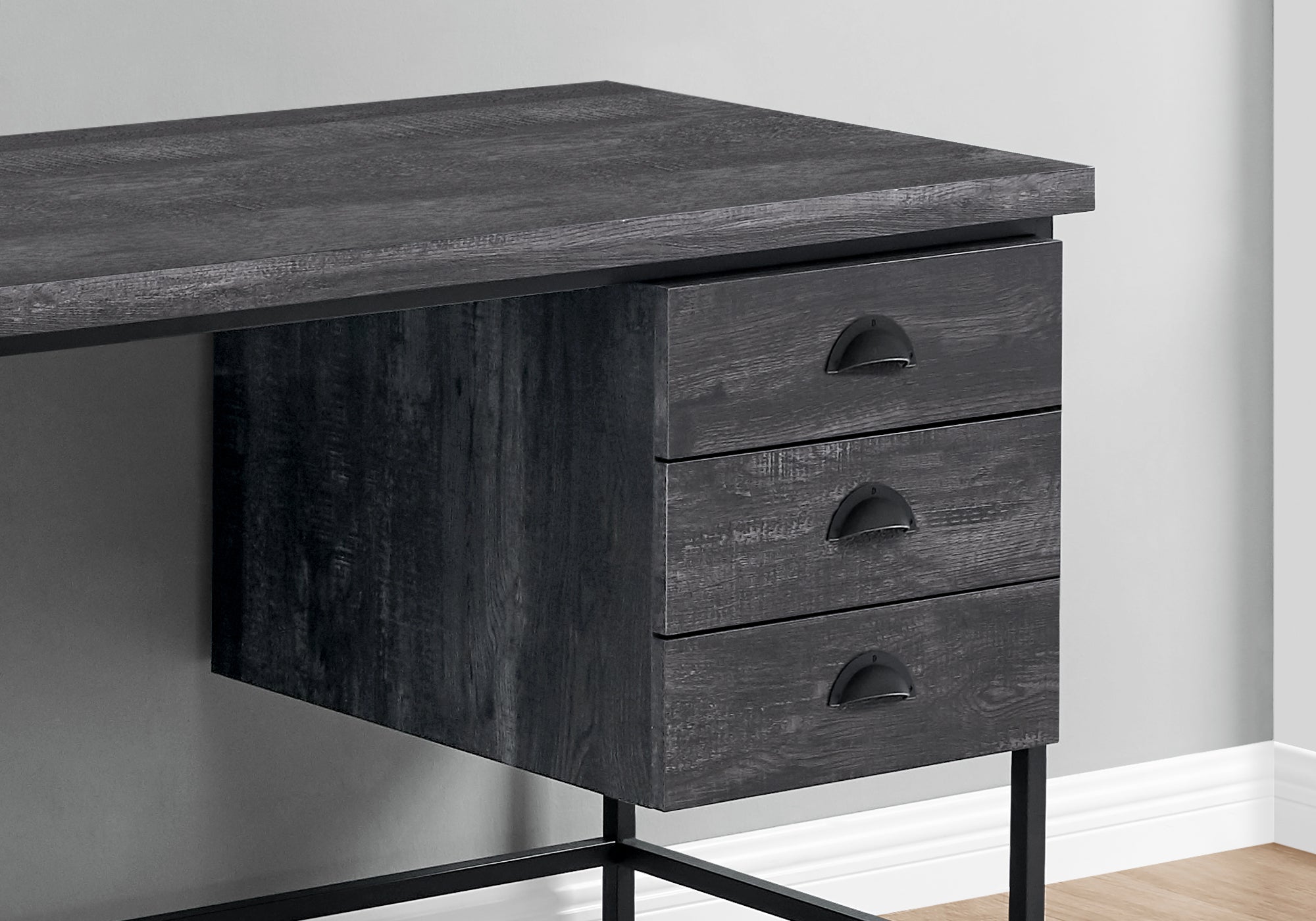 Computer Desk - 55"L / Brown Reclaimed Wood / Black Metal-Computer Desk-DECOROLALA