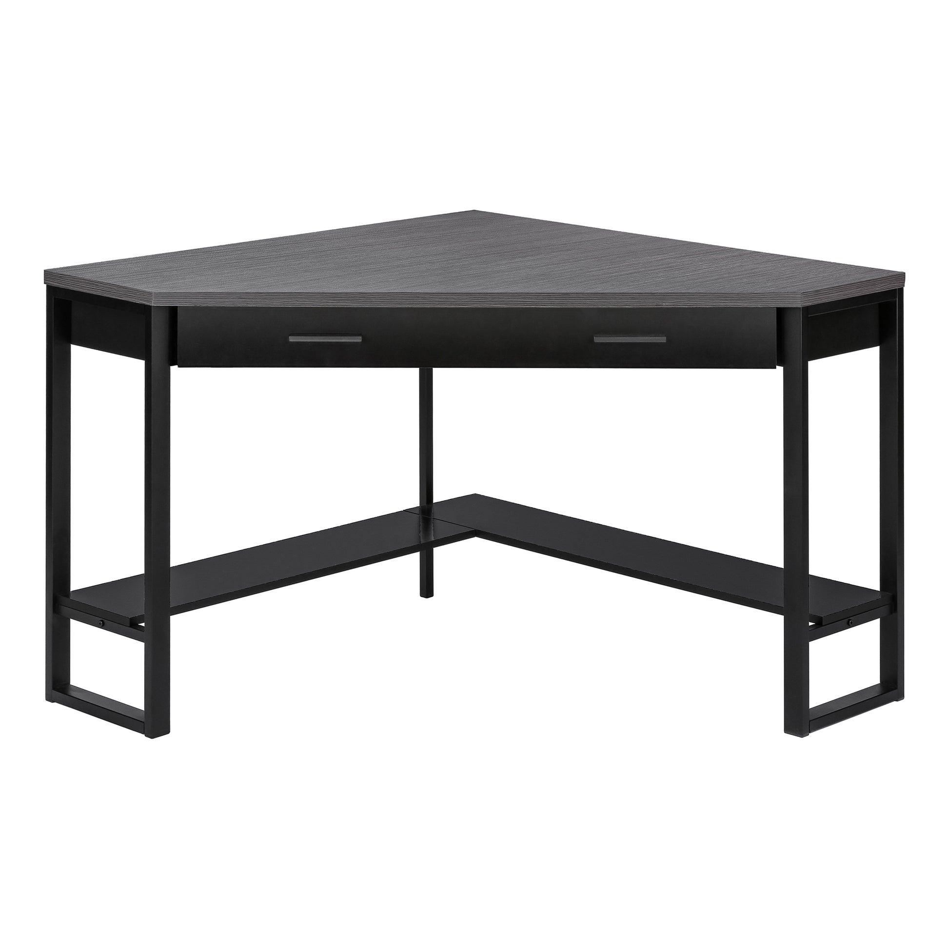Computer Desk - 42"L / White Corner / Silver Metal-Computer Desk-DECOROLALA