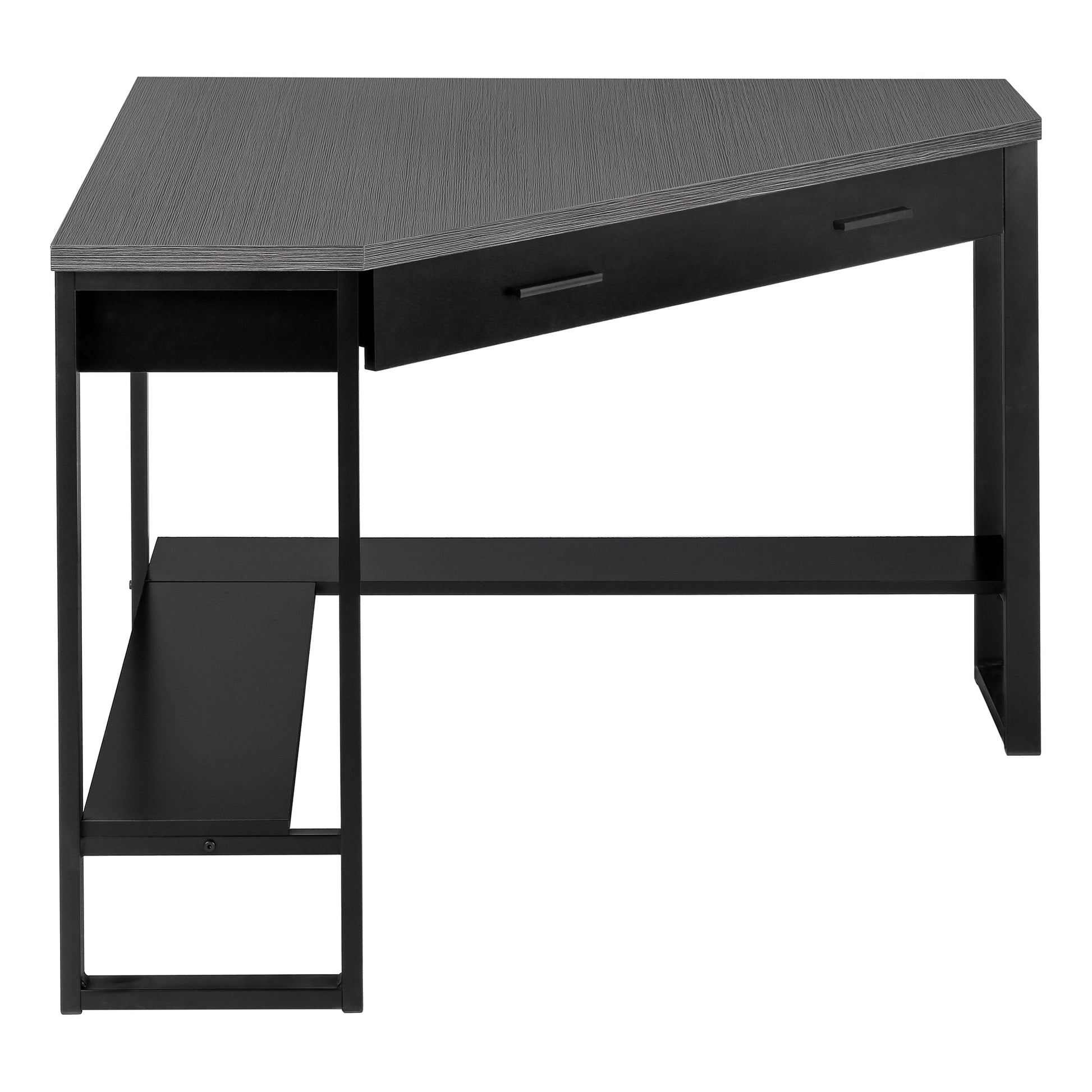 Computer Desk - 42"L / White Corner / Silver Metal-Computer Desk-DECOROLALA