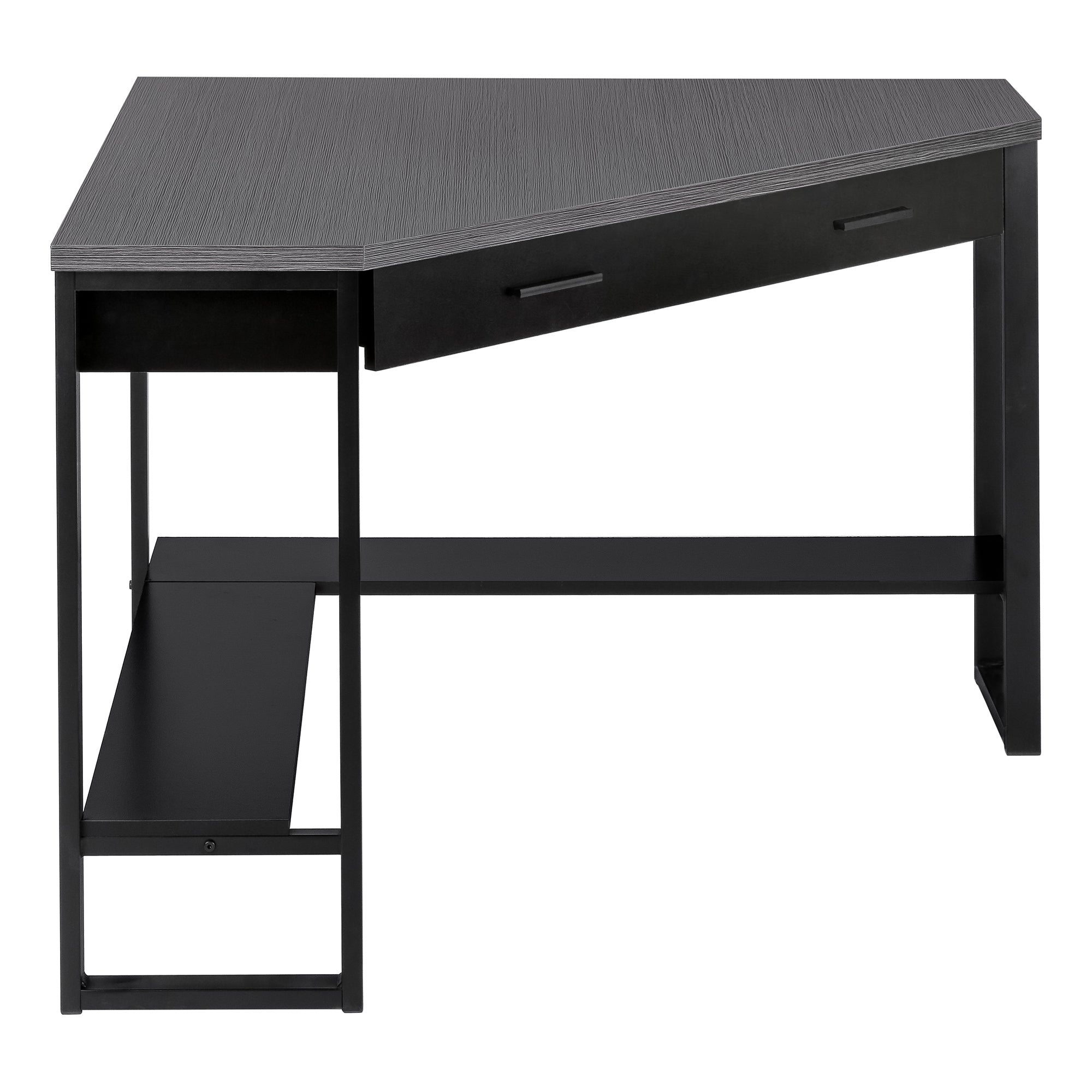 Computer Desk - 42"L / White Corner / Silver Metal-Computer Desk-DECOROLALA
