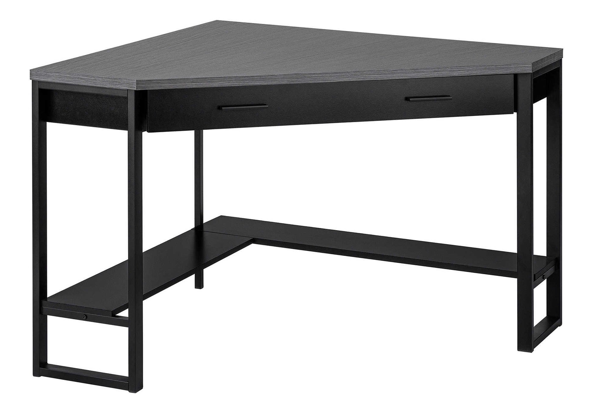Computer Desk - 42"L / White Corner / Silver Metal-Computer Desk-DECOROLALA