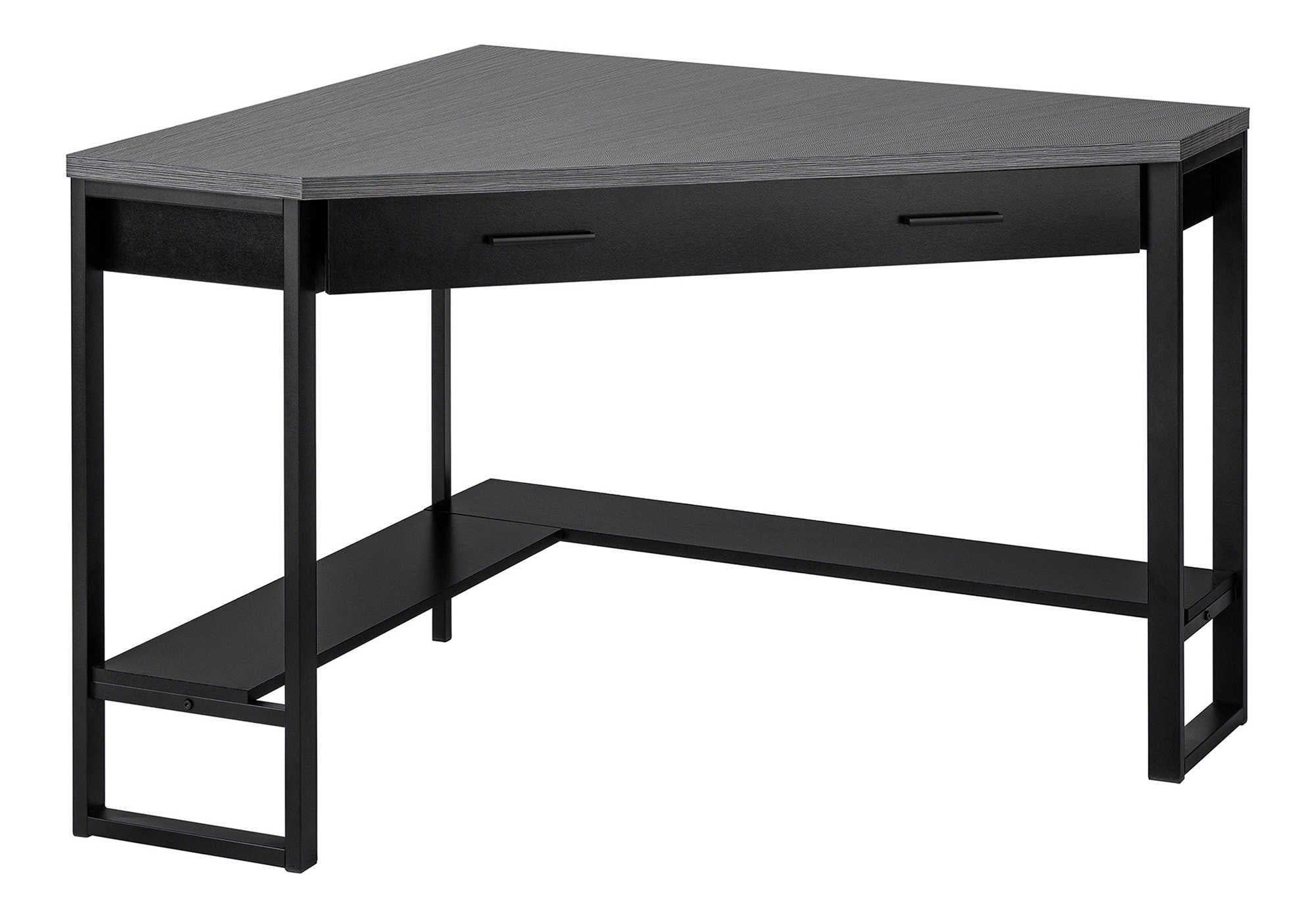 Computer Desk - 42"L / White Corner / Silver Metal-Computer Desk-DECOROLALA