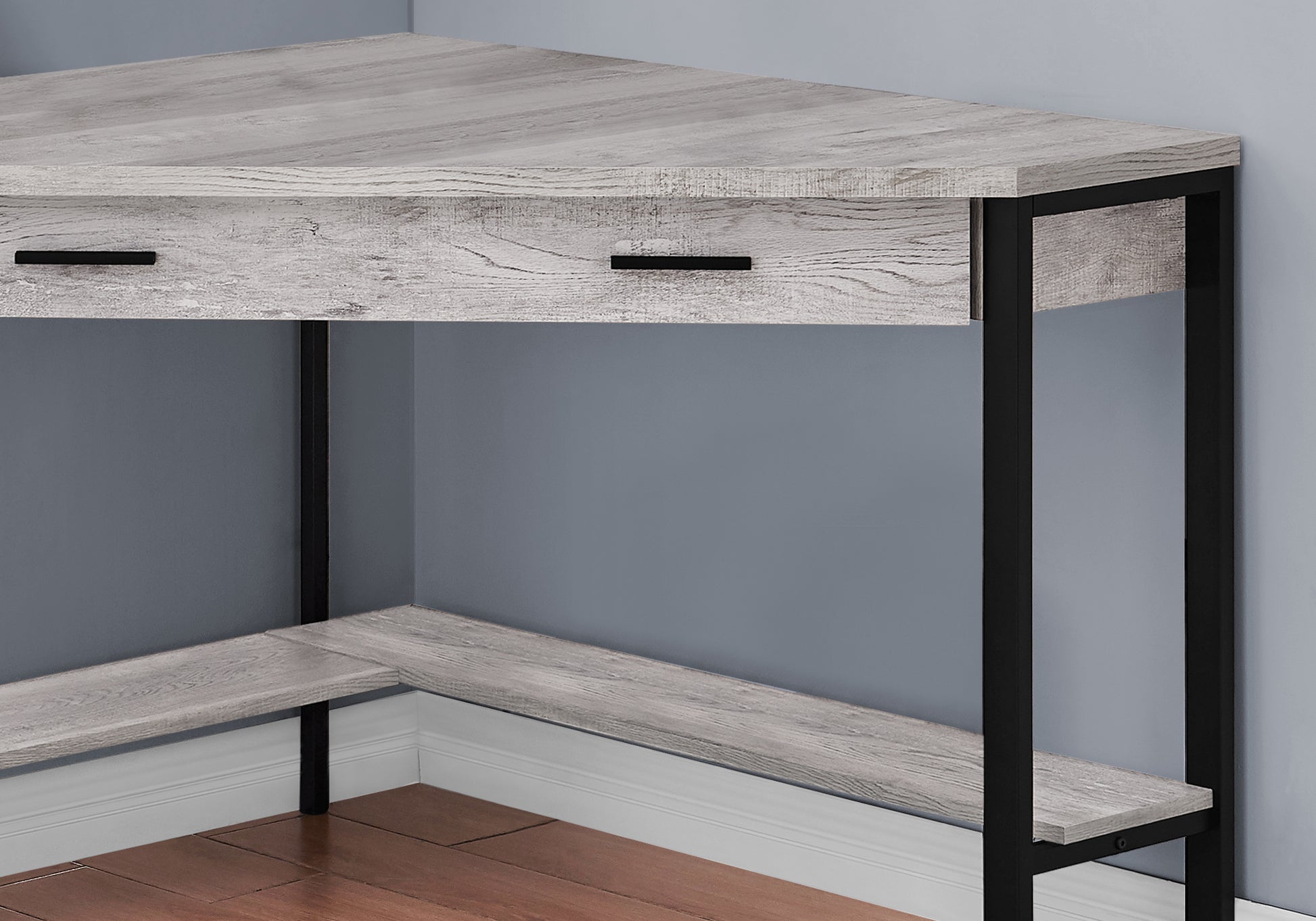 Computer Desk - 42"L / White Corner / Silver Metal-Computer Desk-DECOROLALA