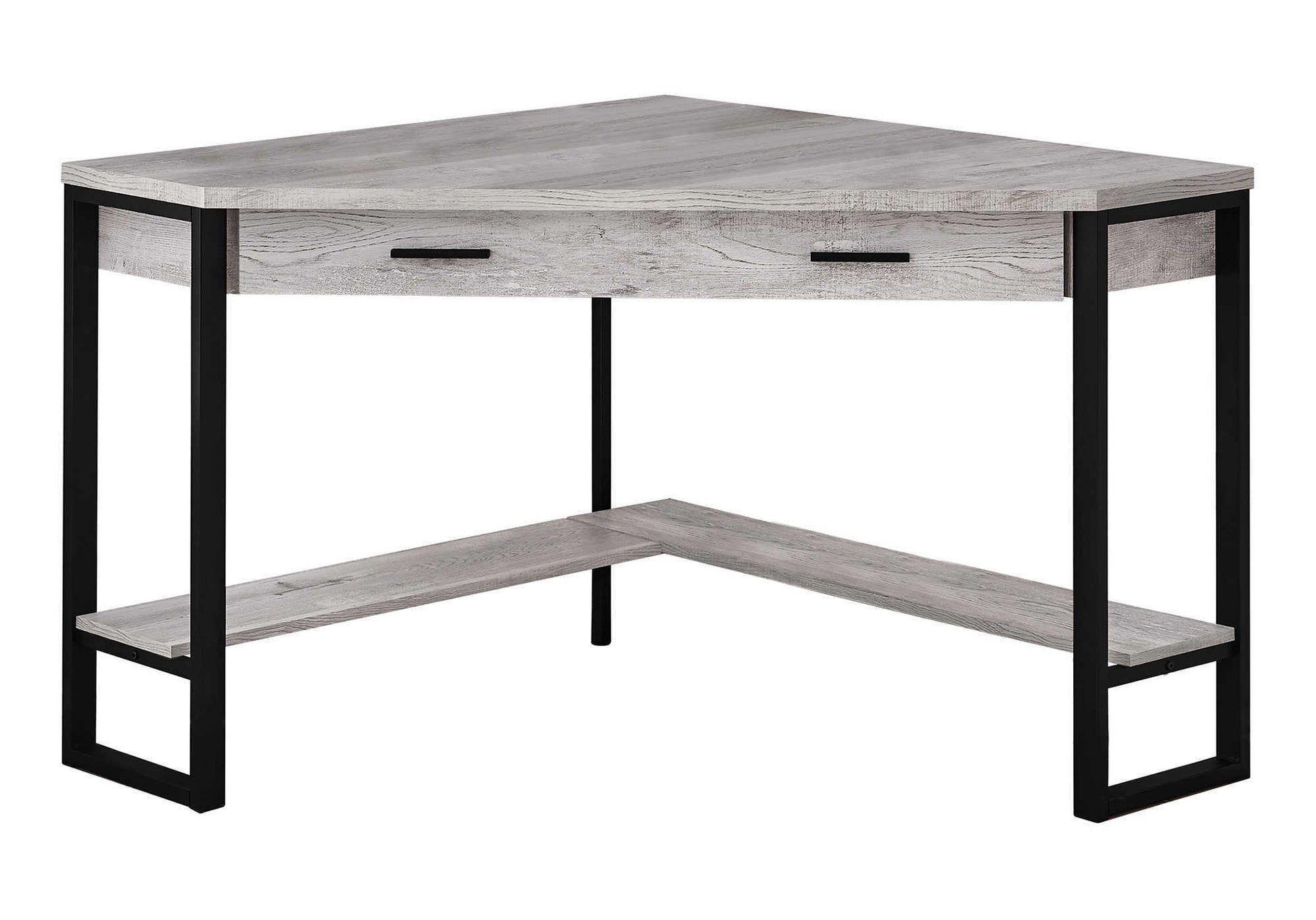 Computer Desk - 42"L / White Corner / Silver Metal-Computer Desk-DECOROLALA