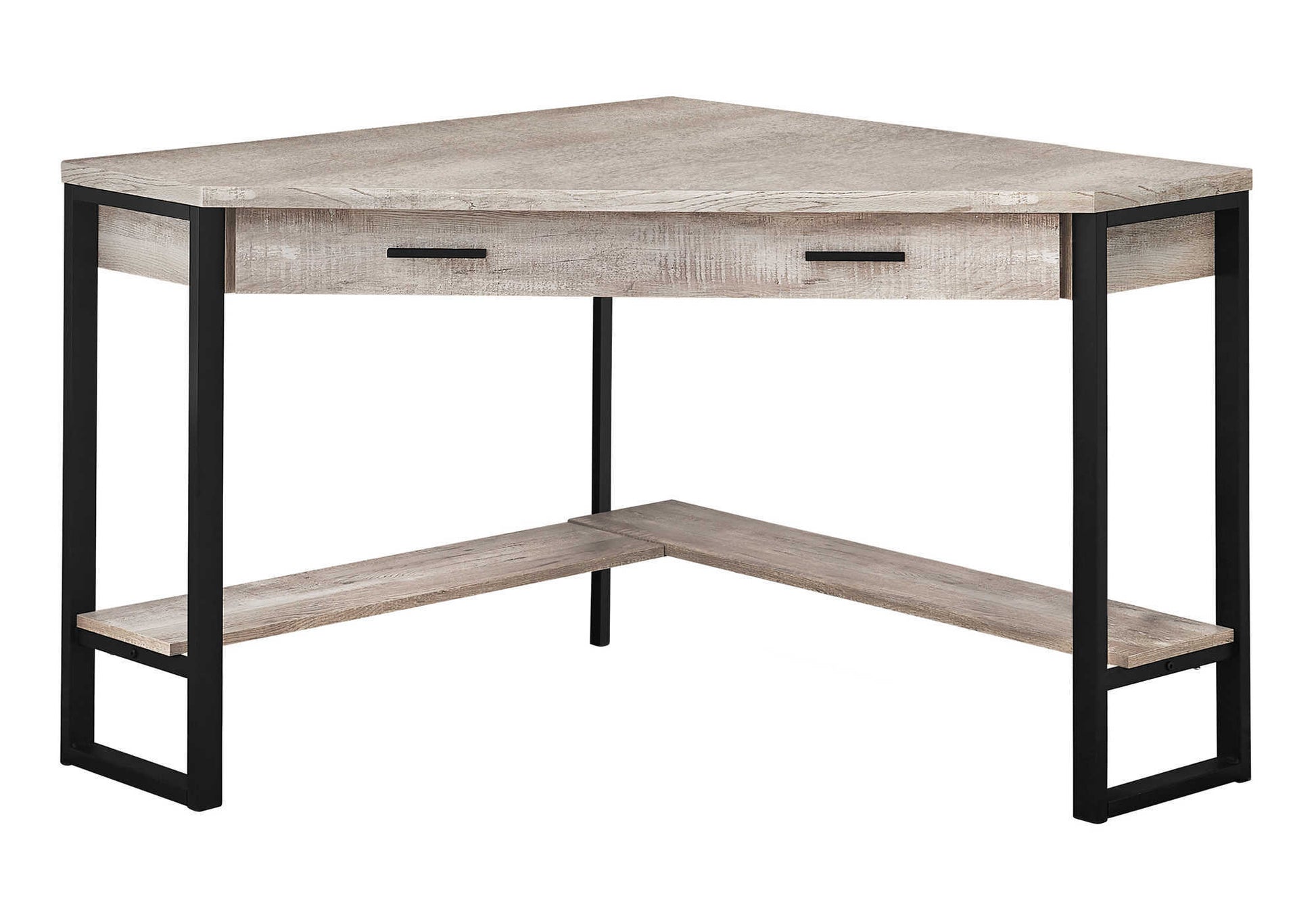 Computer Desk - 42"L / White Corner / Silver Metal-Computer Desk-DECOROLALA