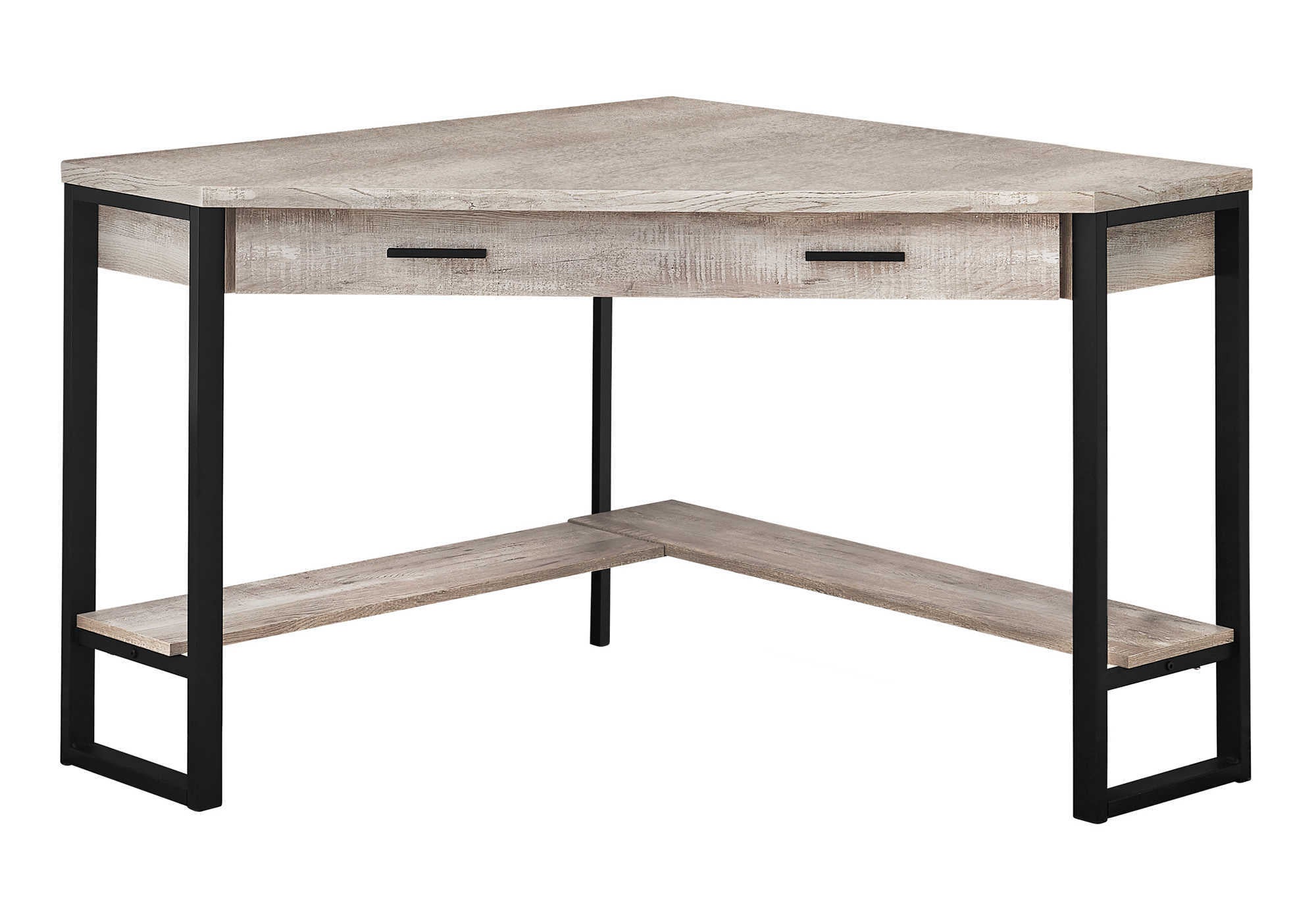 Computer Desk - 42"L / White Corner / Silver Metal-Computer Desk-DECOROLALA