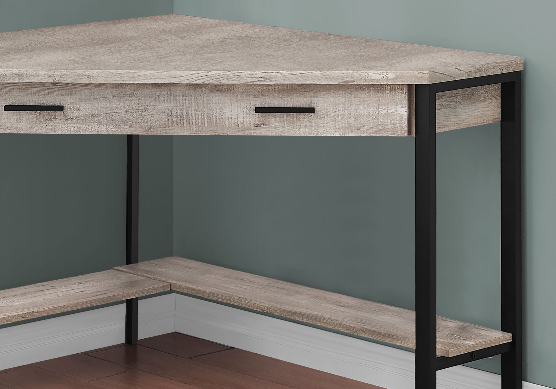 Computer Desk - 42"L / White Corner / Silver Metal-Computer Desk-DECOROLALA