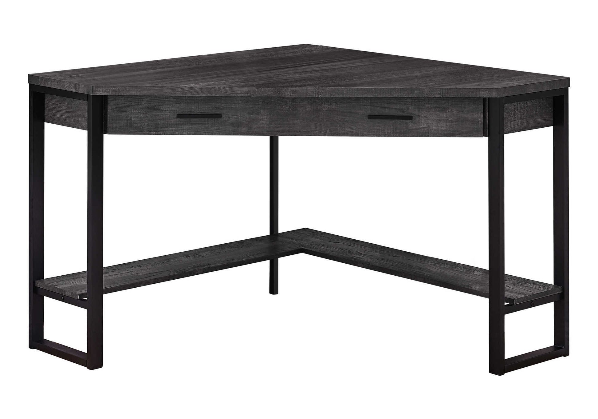 Computer Desk - 42"L / White Corner / Silver Metal-Computer Desk-DECOROLALA