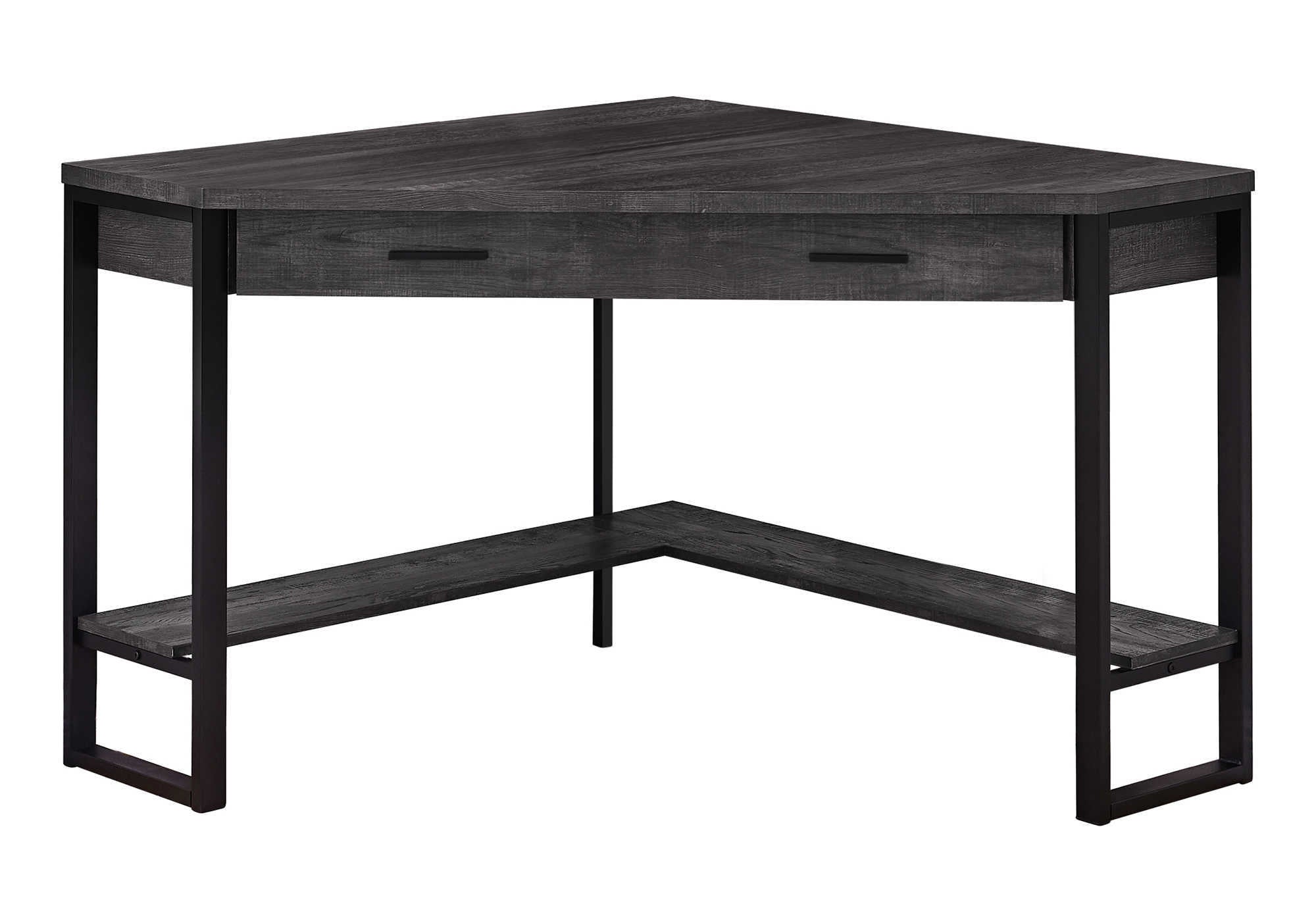 Computer Desk - 42"L / White Corner / Silver Metal-Computer Desk-DECOROLALA