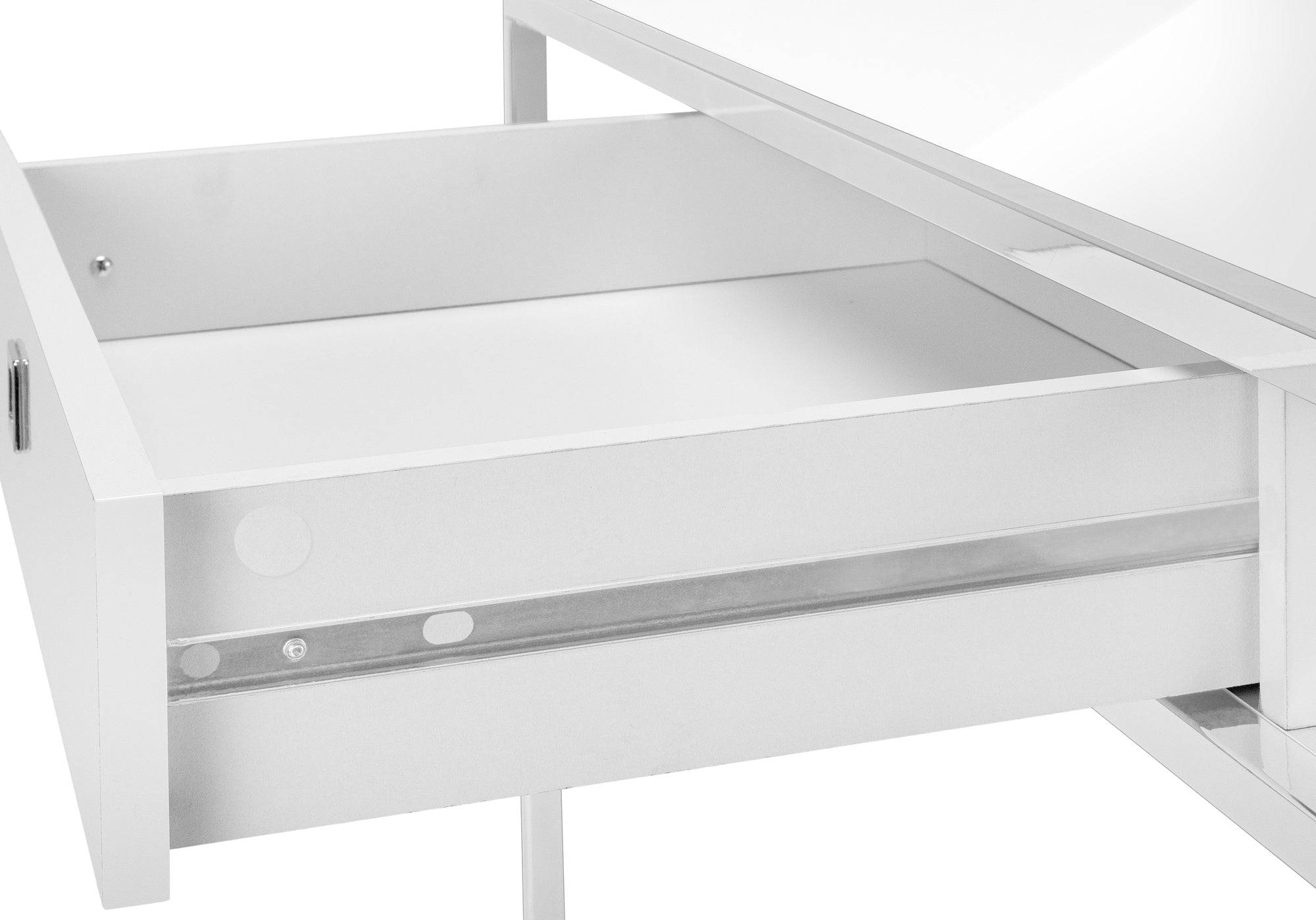 COMPUTER DESK - 48"L / GLOSSY WHITE / CHROME METAL-Computer Desk-DECOROLALA