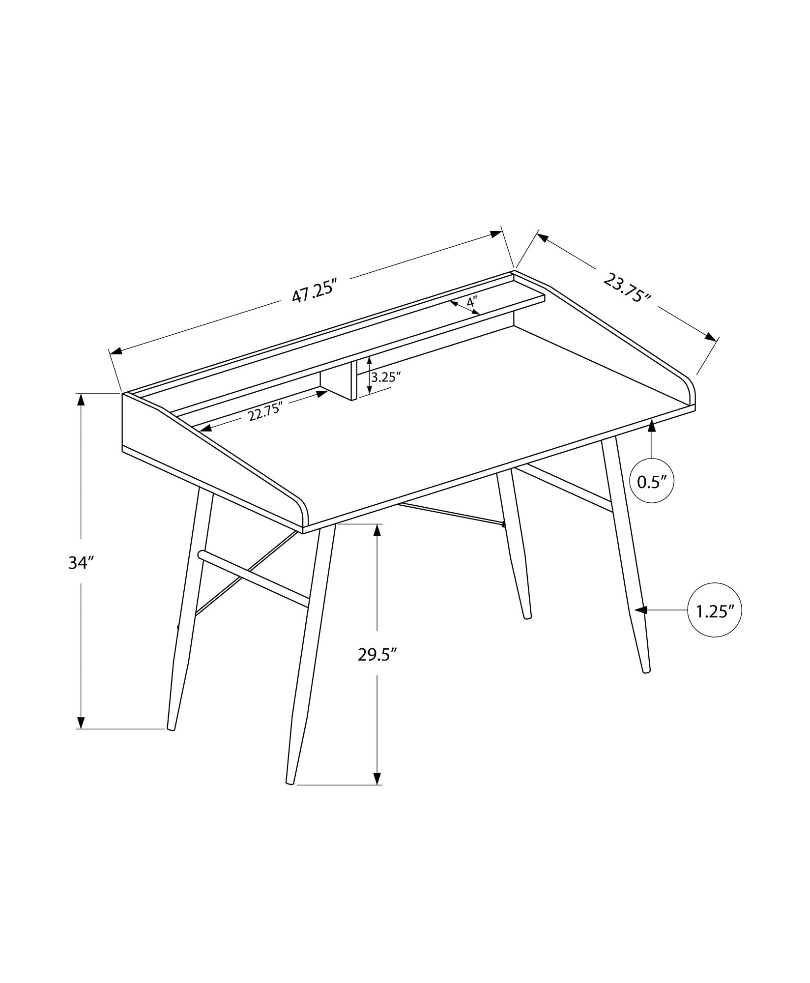 Computer Desk - 48"L / Natural / White Metal-Computer Desk-DECOROLALA