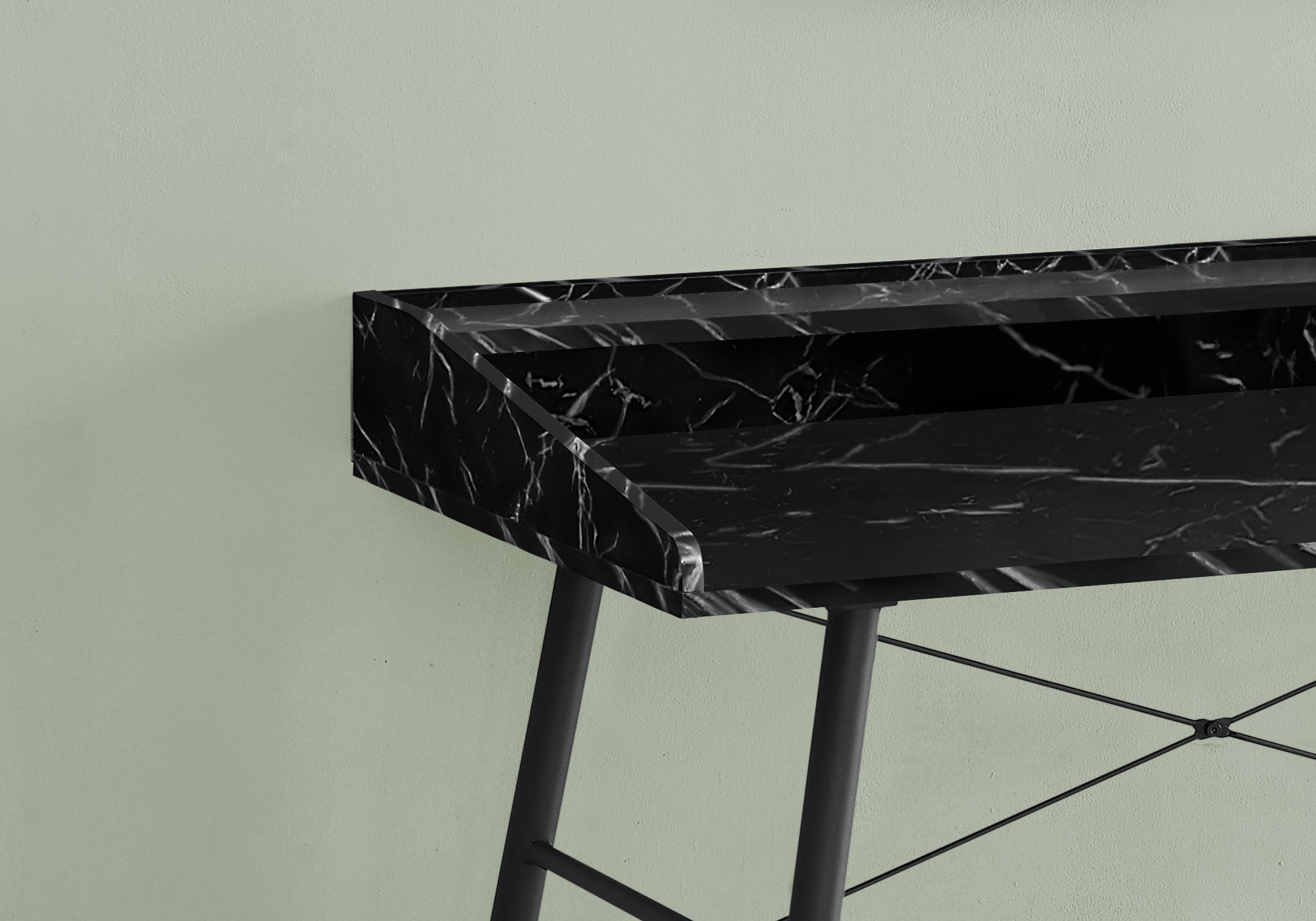 Computer Desk - 48"L / Natural / White Metal-Computer Desk-DECOROLALA