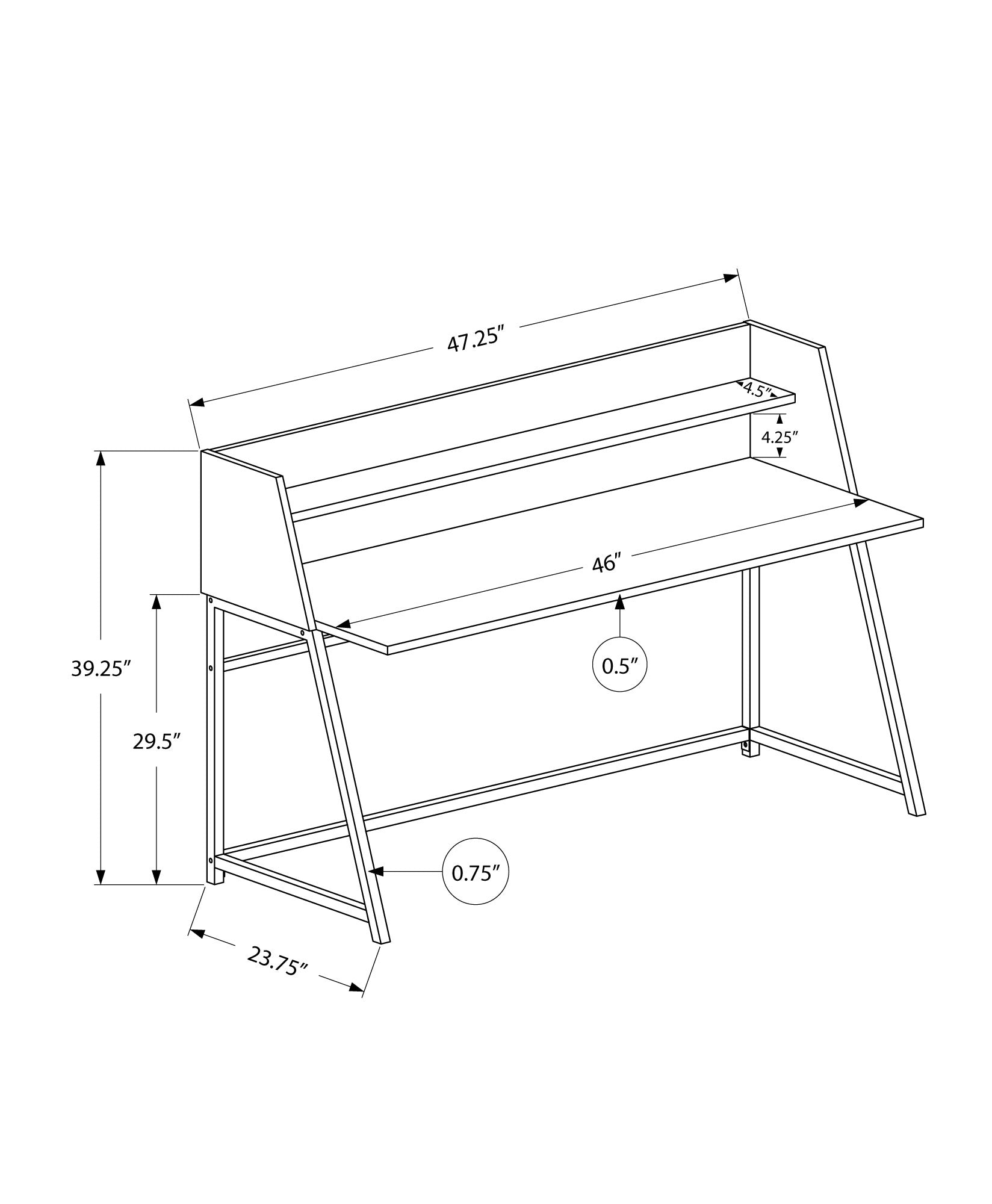 Computer Desk - 48"L / Natural / White Metal-Computer Desk-DECOROLALA