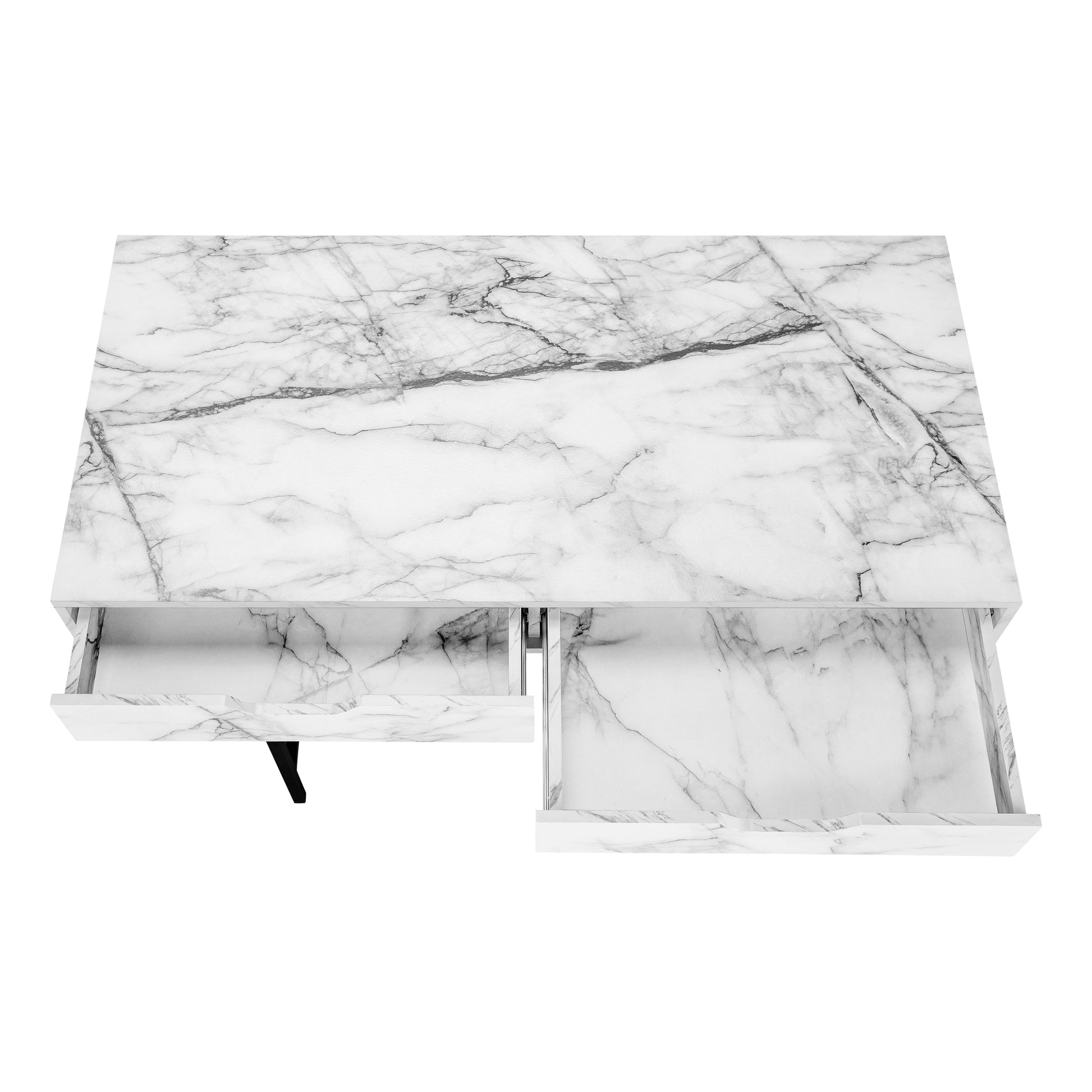 Computer Desk - 48"L / Black Marble-Look / Black Metal-Computer Desk-DECOROLALA