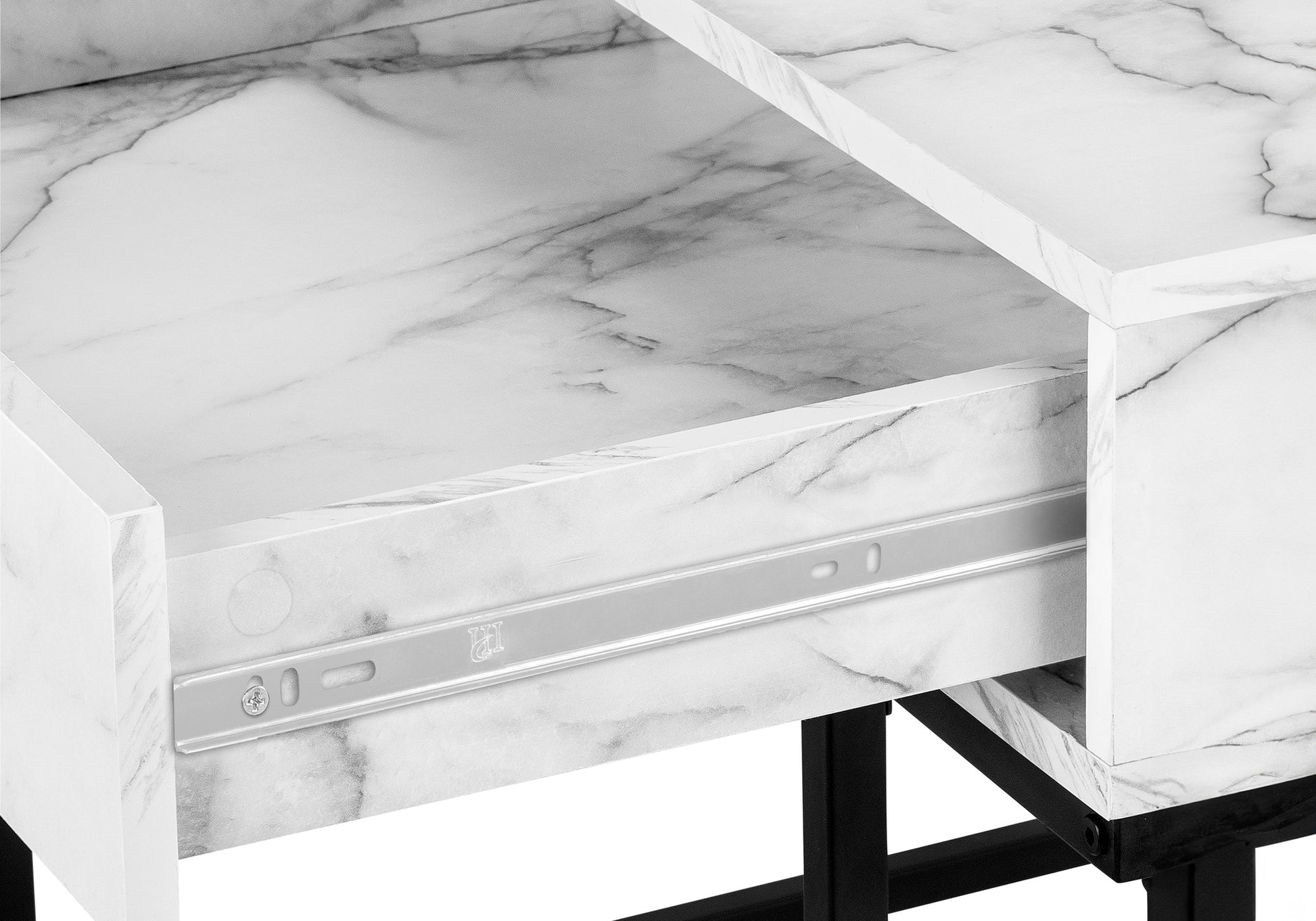 Computer Desk - 48"L / Black Marble-Look / Black Metal-Computer Desk-DECOROLALA