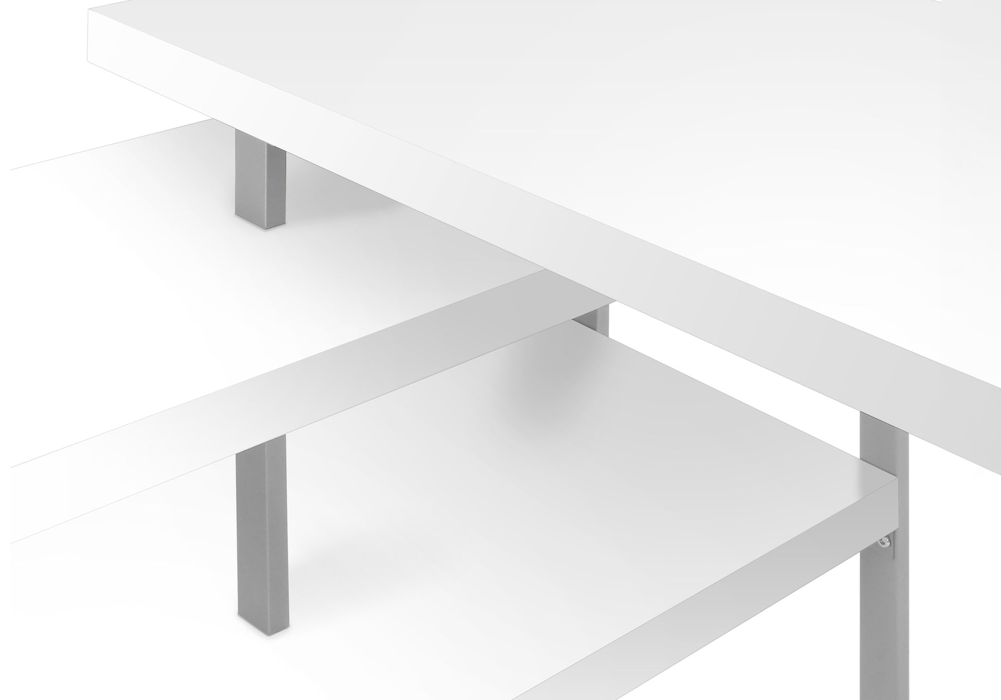 Computer Desk - 60"L / White / Silver Metal L/R Corner-Computer Desk-DECOROLALA