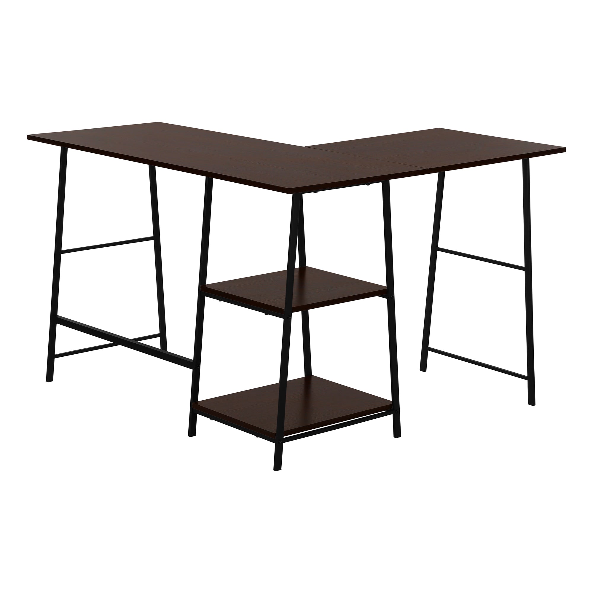 Computer Desk - 48"L / Espresso Top / Black Metal Corner-Computer Desk-DECOROLALA