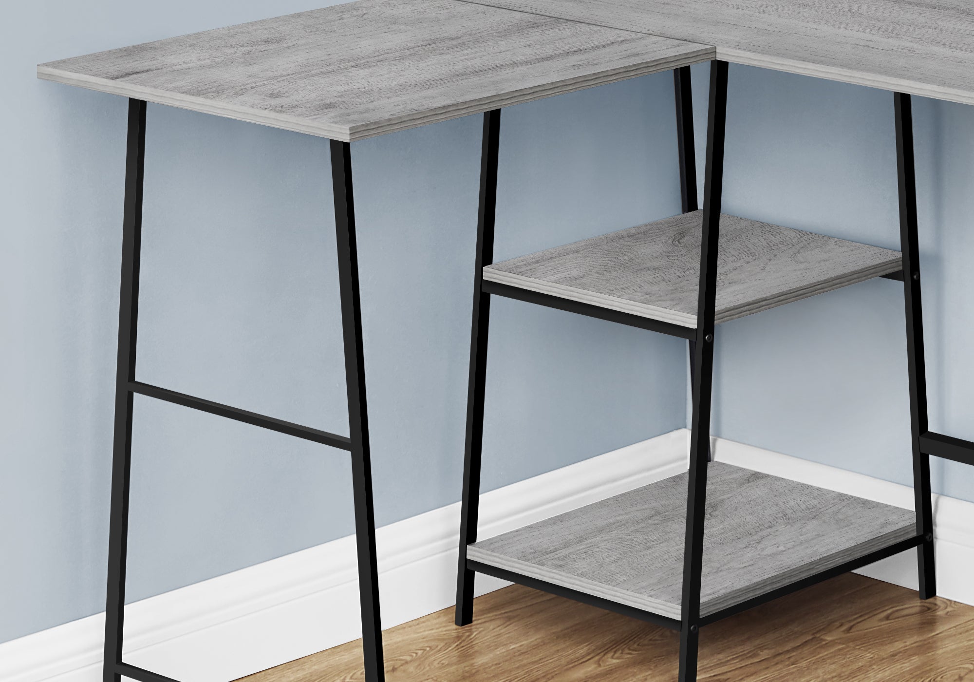 Computer Desk - 48"L / Espresso Top / Black Metal Corner-Computer Desk-DECOROLALA