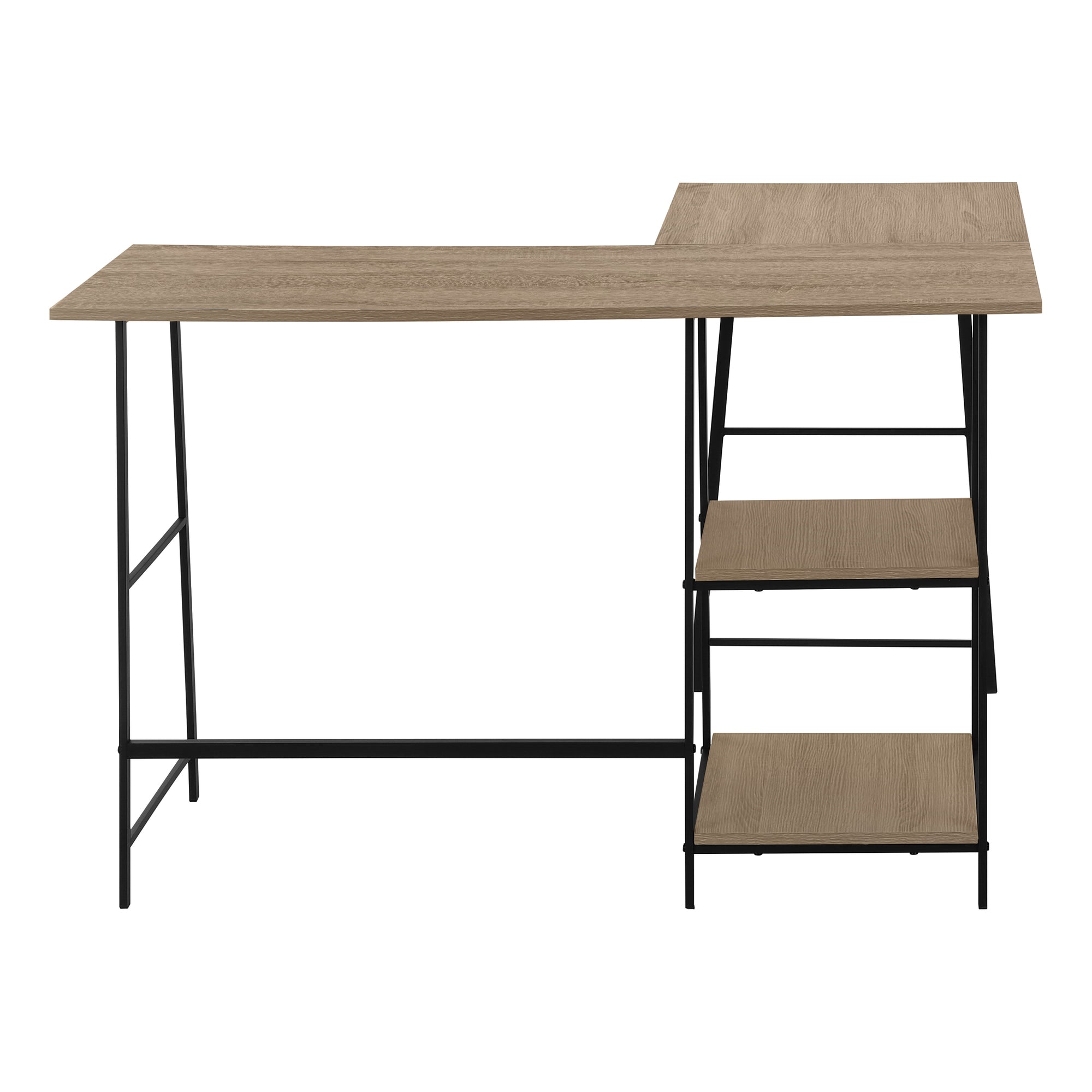 Computer Desk - 48"L / Espresso Top / Black Metal Corner-Computer Desk-DECOROLALA