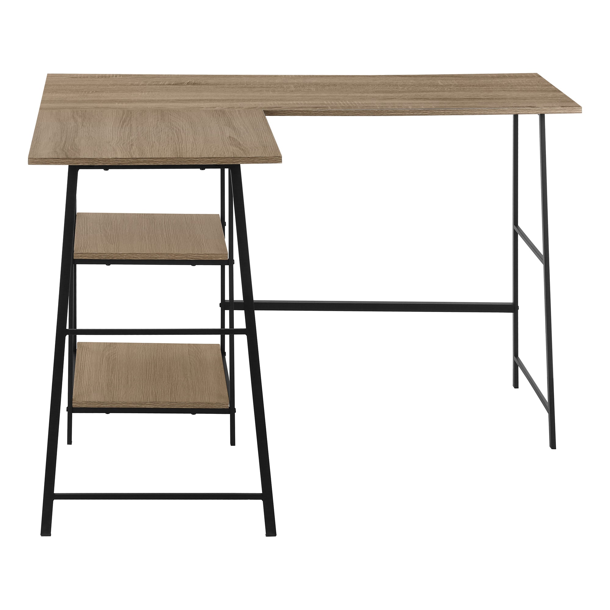Computer Desk - 48"L / Espresso Top / Black Metal Corner-Computer Desk-DECOROLALA