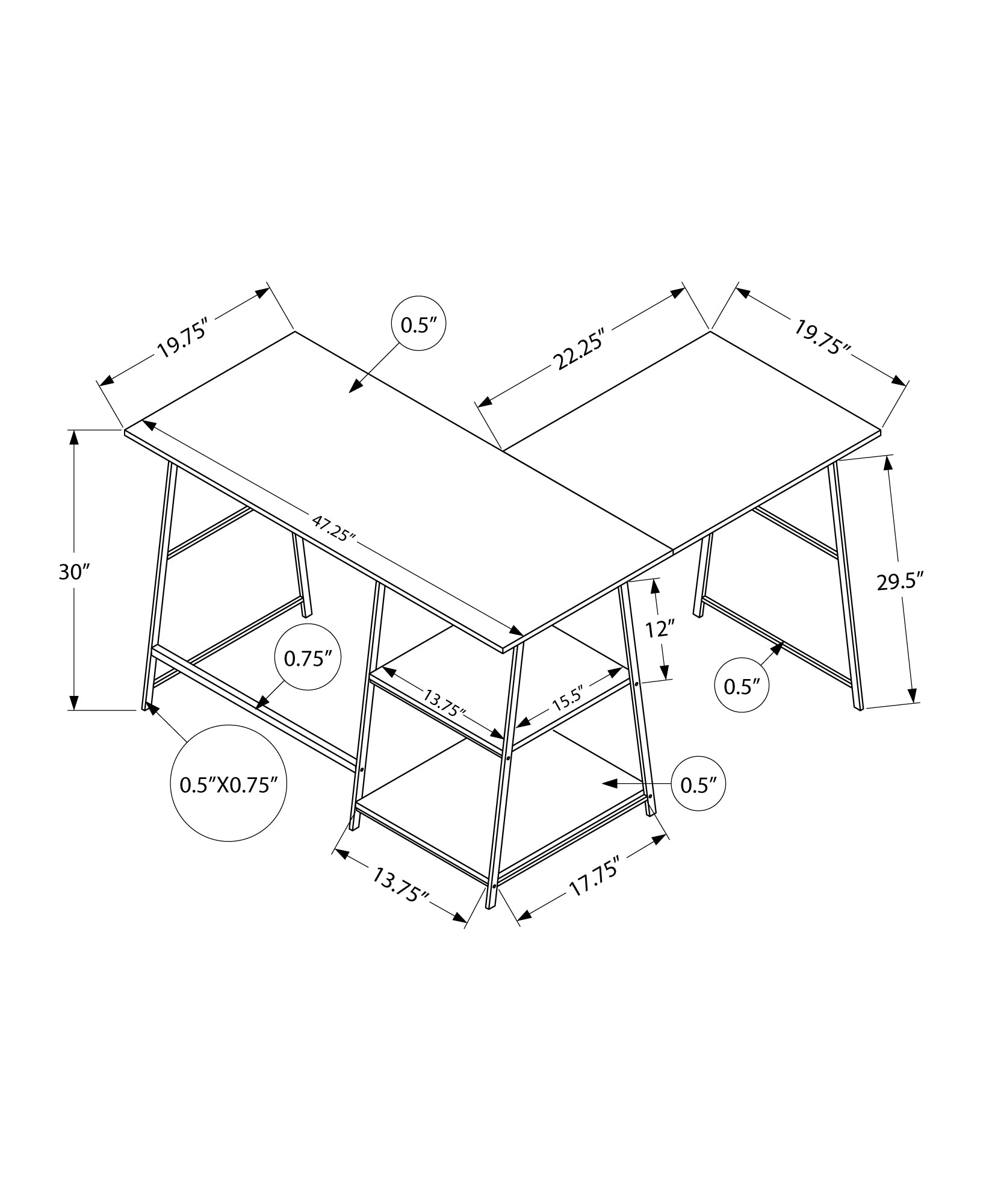 Computer Desk - 48"L / Espresso Top / Black Metal Corner-Computer Desk-DECOROLALA