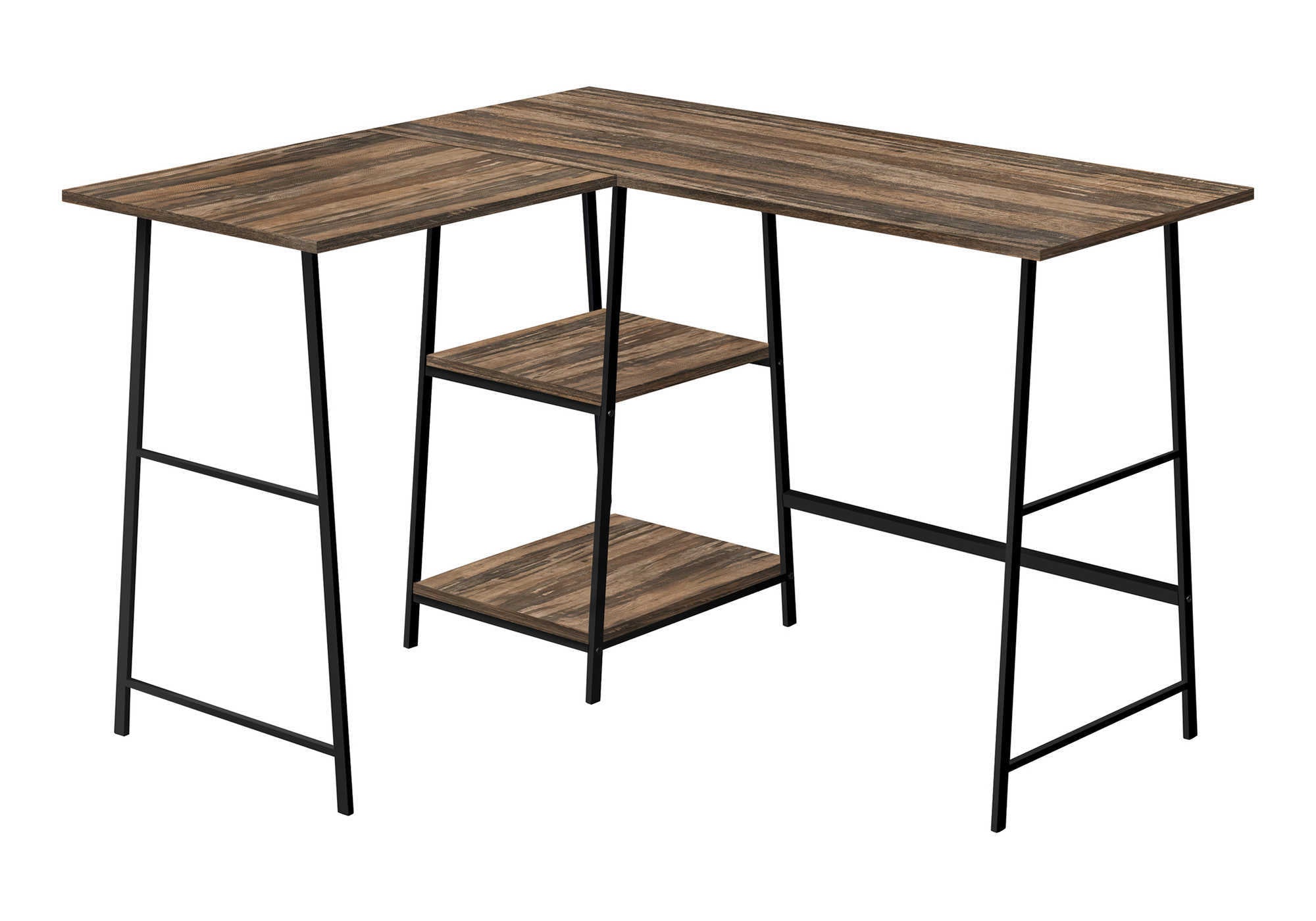 Computer Desk - 48"L / Espresso Top / Black Metal Corner-Computer Desk-DECOROLALA