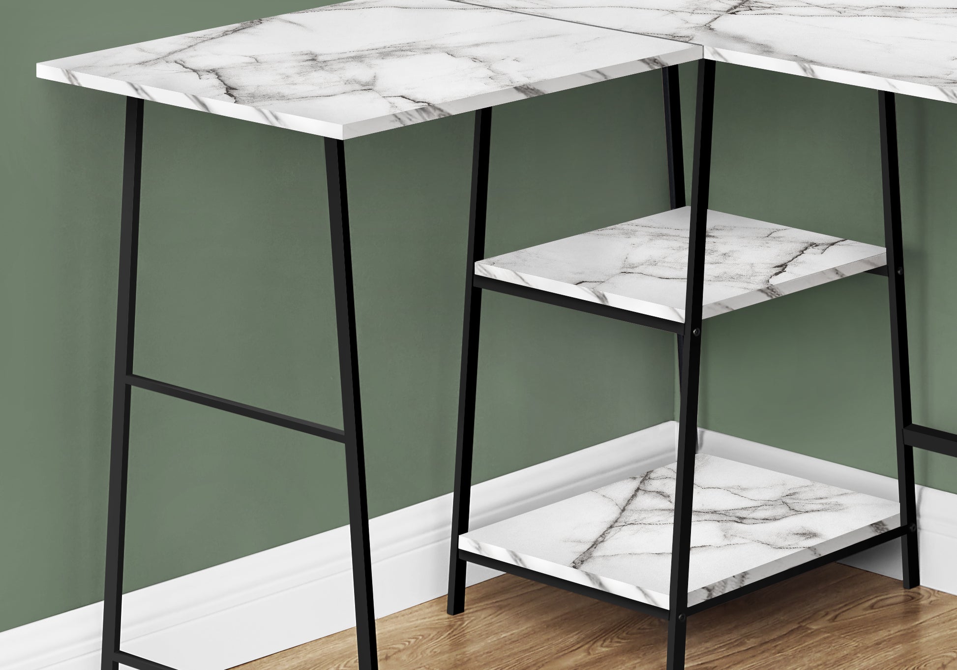Computer Desk - 48"L / Espresso Top / Black Metal Corner-Computer Desk-DECOROLALA