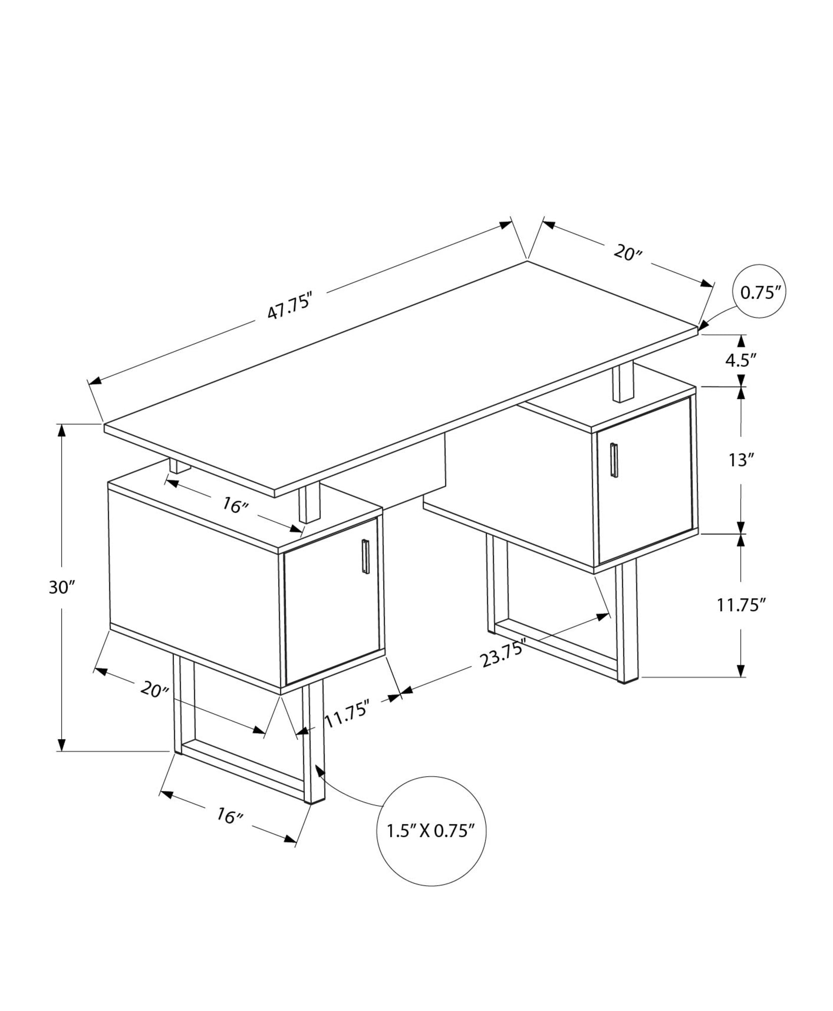 Computer Desk - 48"L / White / Silver Metal-Computer Desk-DECOROLALA