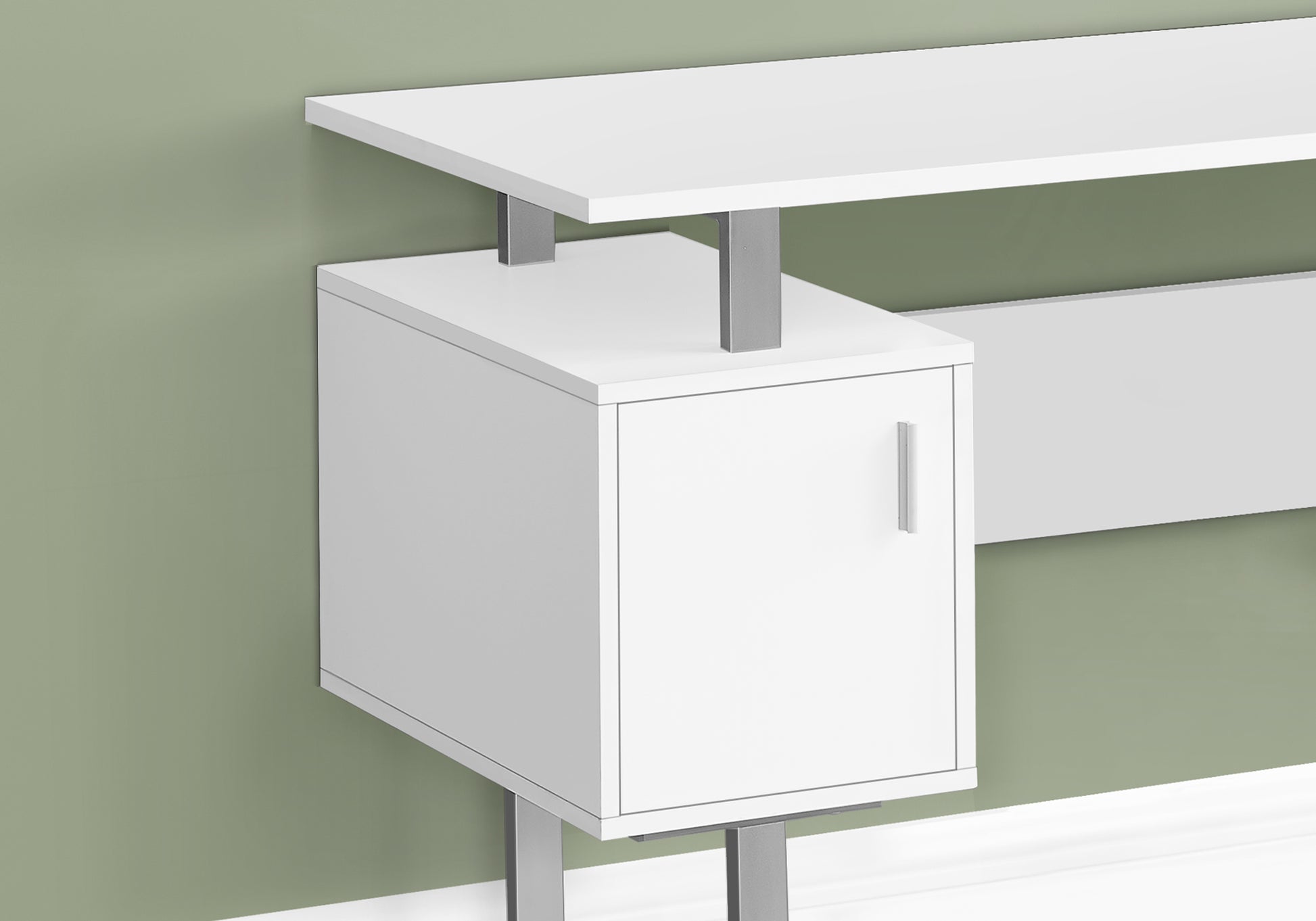 Computer Desk - 48"L / White / Silver Metal-Computer Desk-DECOROLALA