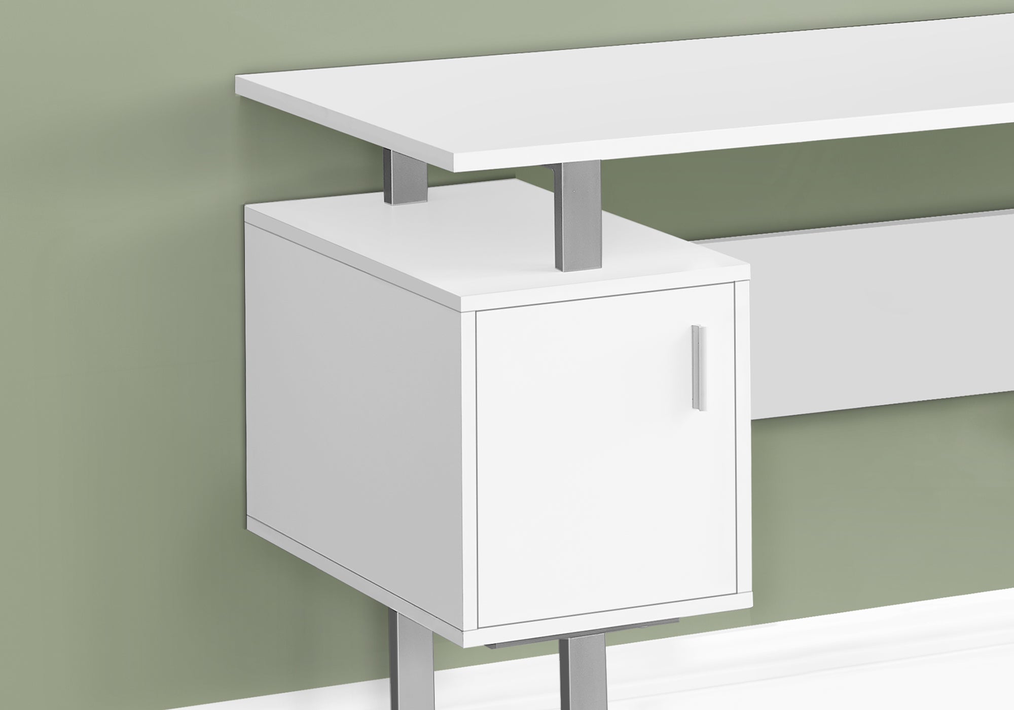 Computer Desk - 48"L / White / Silver Metal-Computer Desk-DECOROLALA