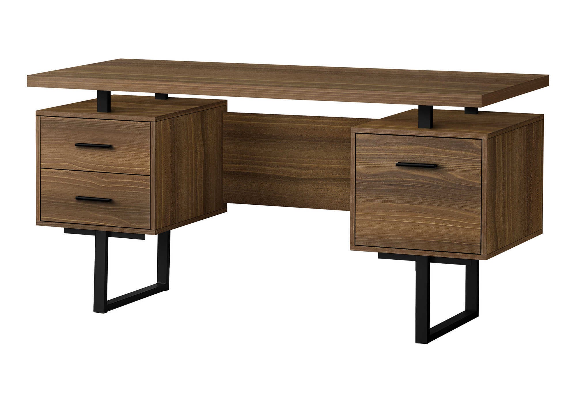 Computer Desk - 60"L / Espresso / Silver Metal-Computer Desk-DECOROLALA