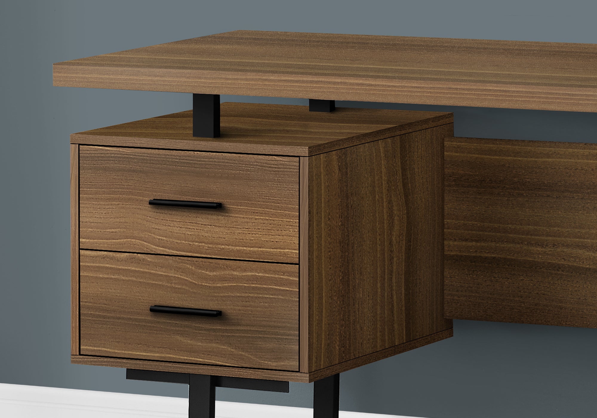 Computer Desk - 60"L / Espresso / Silver Metal-Computer Desk-DECOROLALA