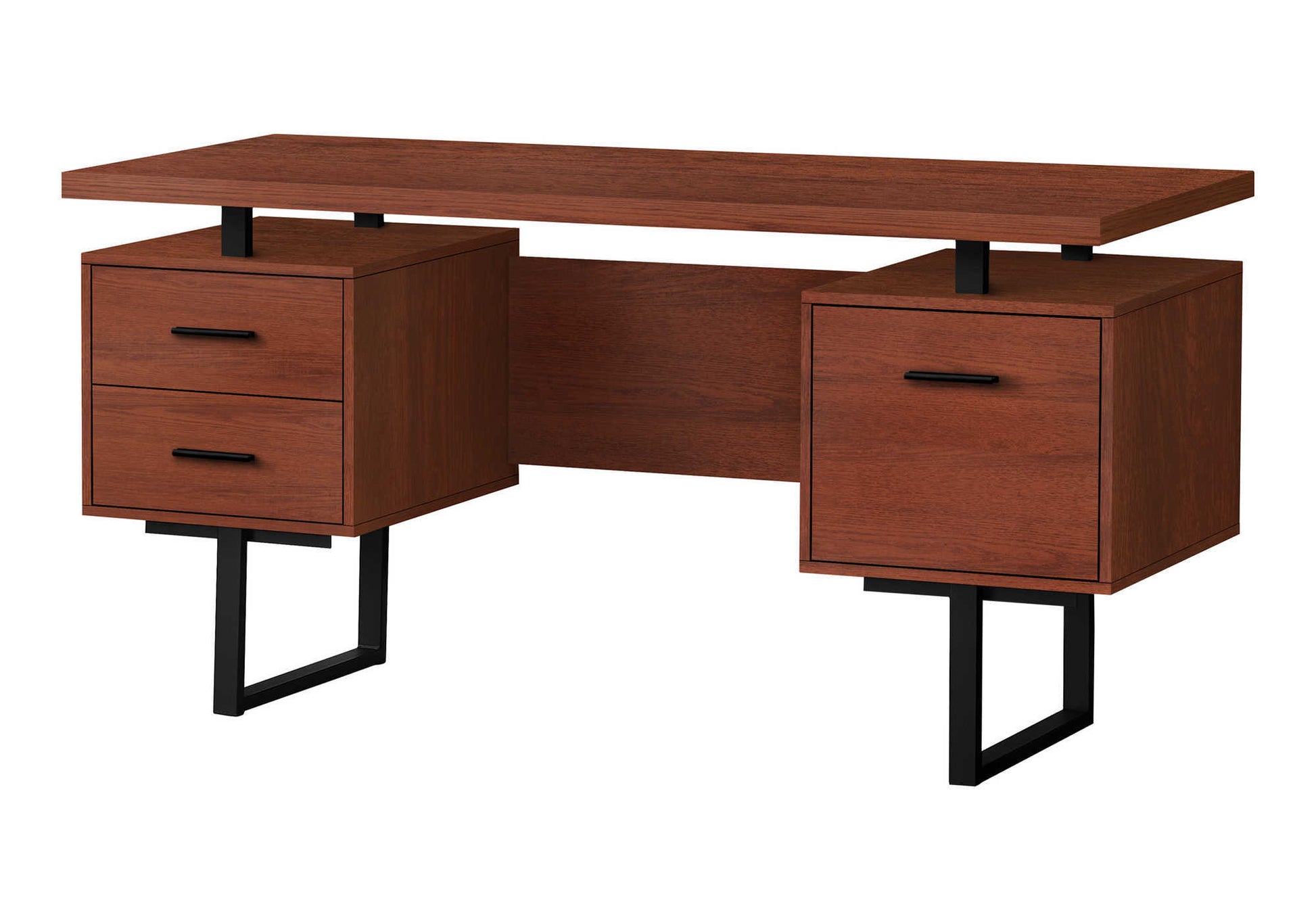 Computer Desk - 60"L / Espresso / Silver Metal-Computer Desk-DECOROLALA