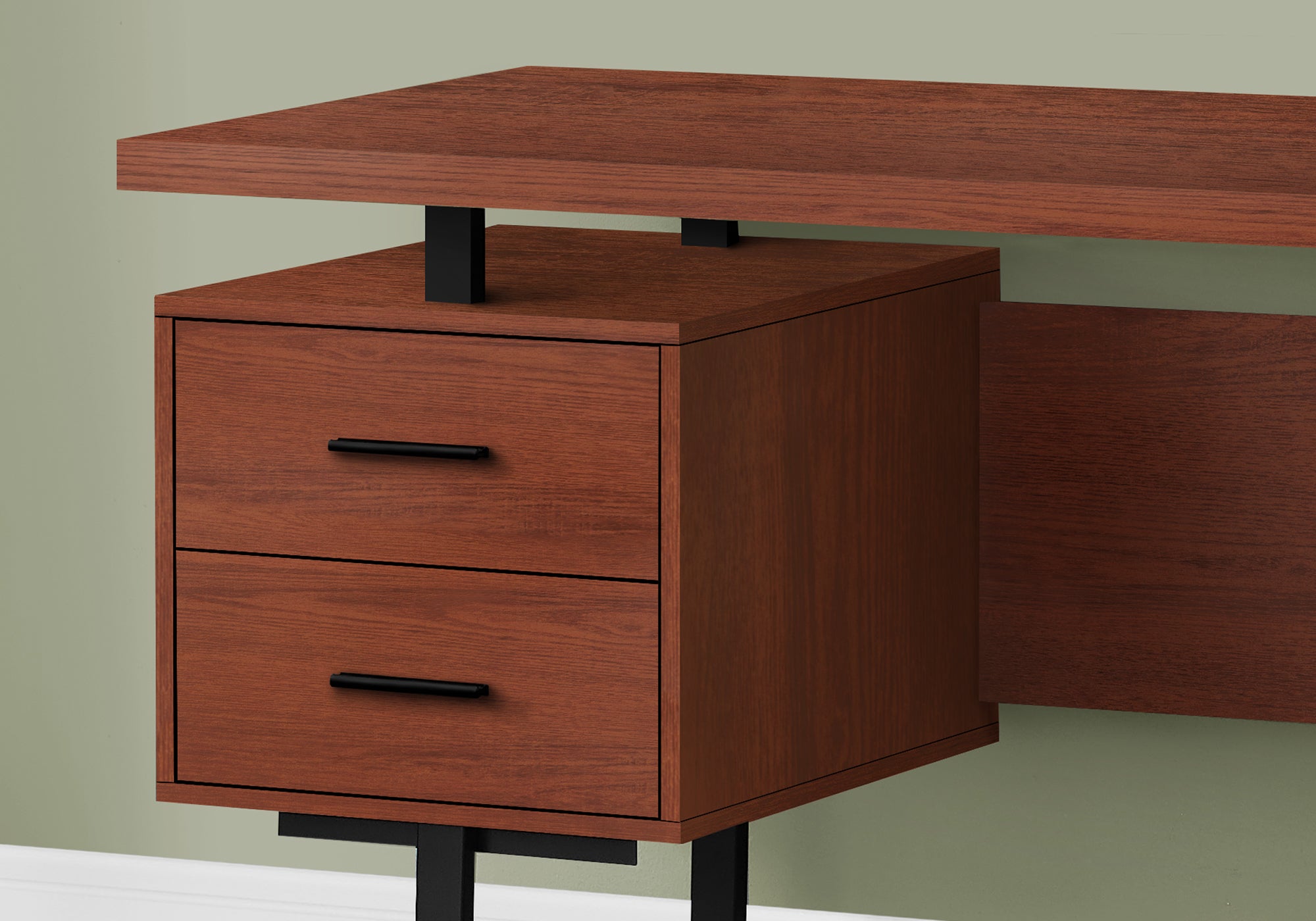 Computer Desk - 60"L / Espresso / Silver Metal-Computer Desk-DECOROLALA
