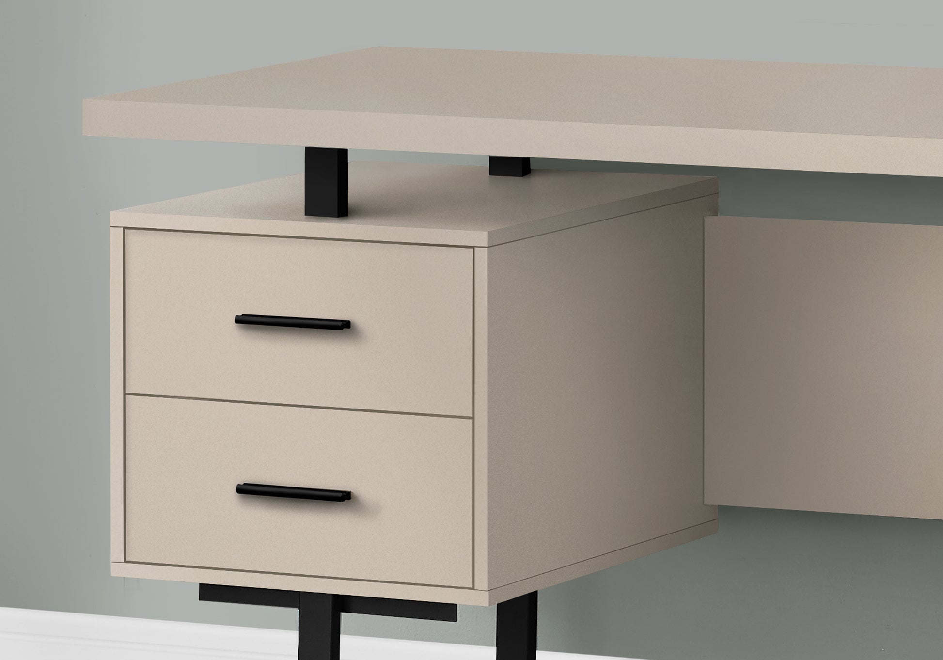 Computer Desk - 60"L / Espresso / Silver Metal-Computer Desk-DECOROLALA