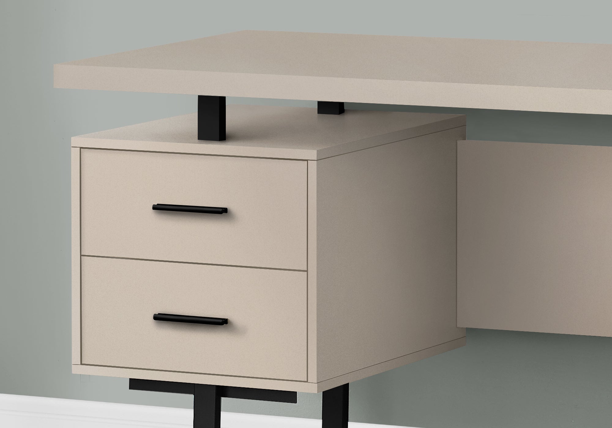Computer Desk - 60"L / Espresso / Silver Metal-Computer Desk-DECOROLALA