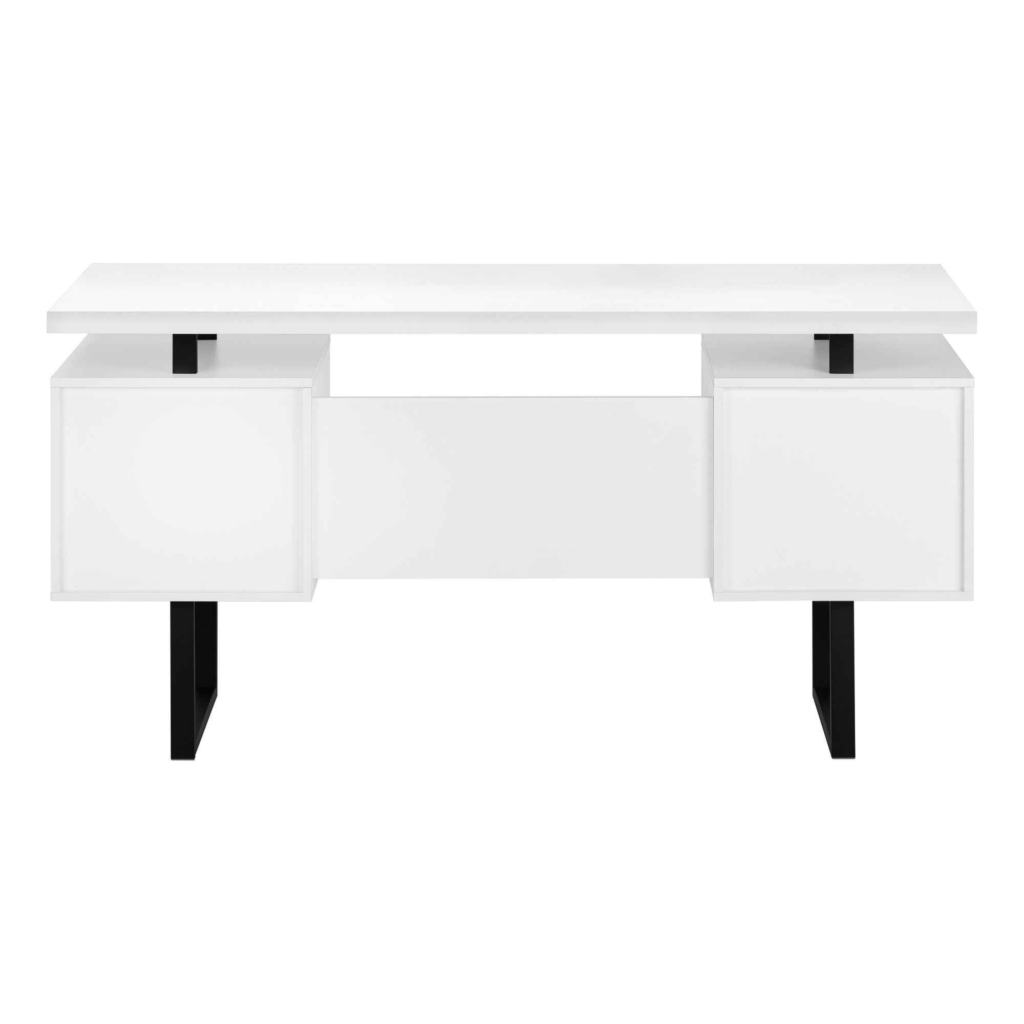 Computer Desk - 60"L / Espresso / Silver Metal-Computer Desk-DECOROLALA