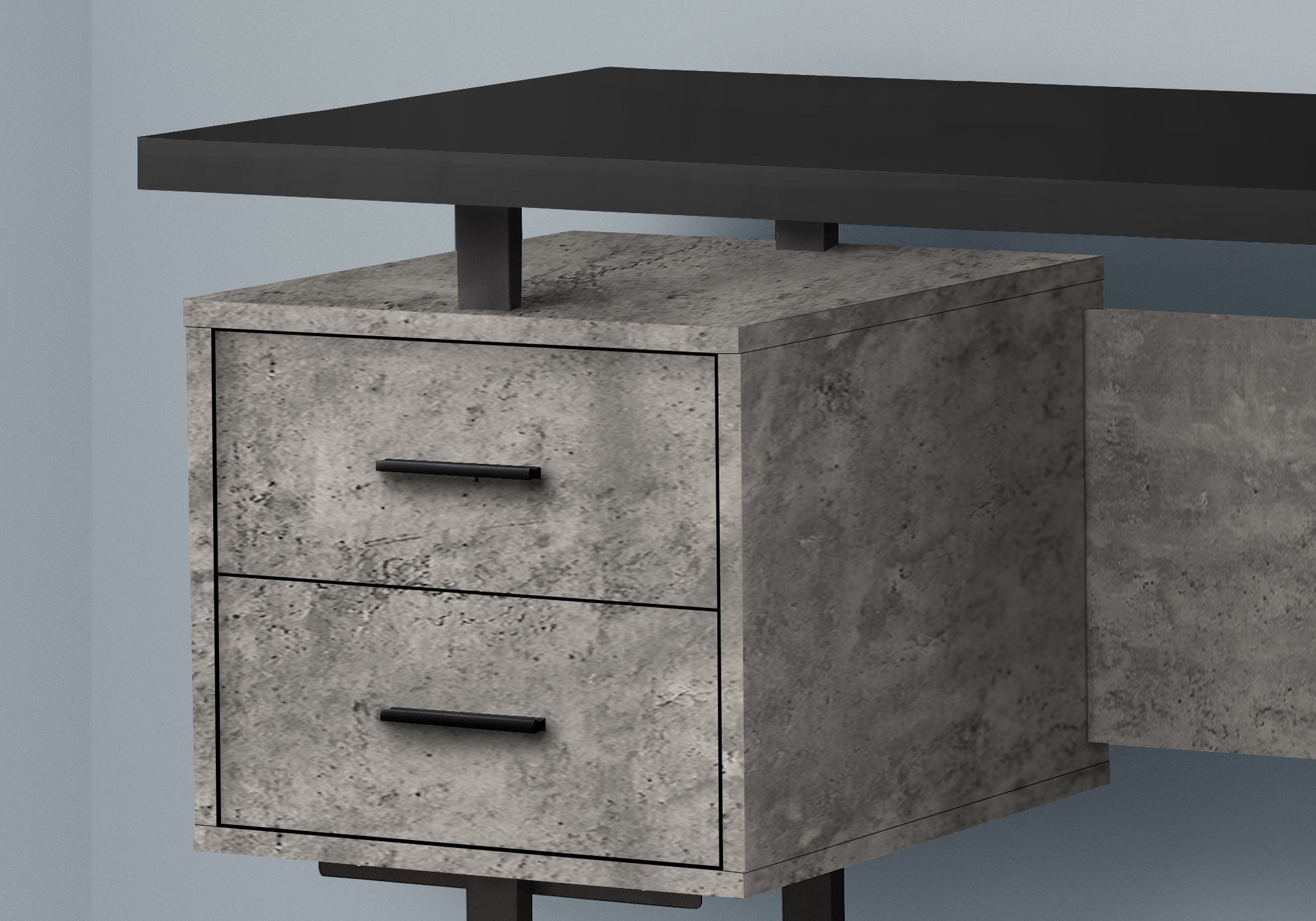 Computer Desk - 60"L / Espresso / Silver Metal-Computer Desk-DECOROLALA