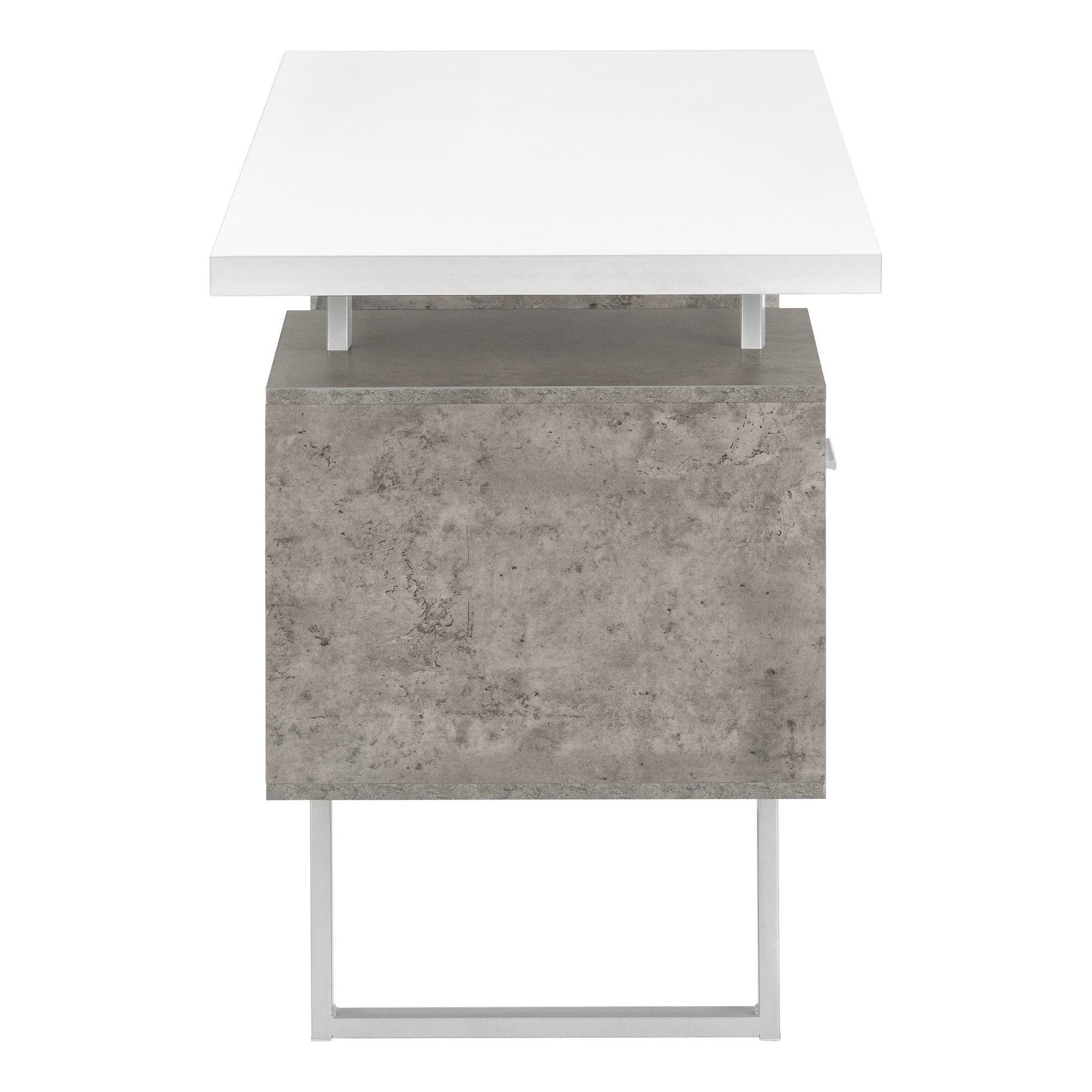 Computer Desk - 60"L / Espresso / Silver Metal-Computer Desk-DECOROLALA