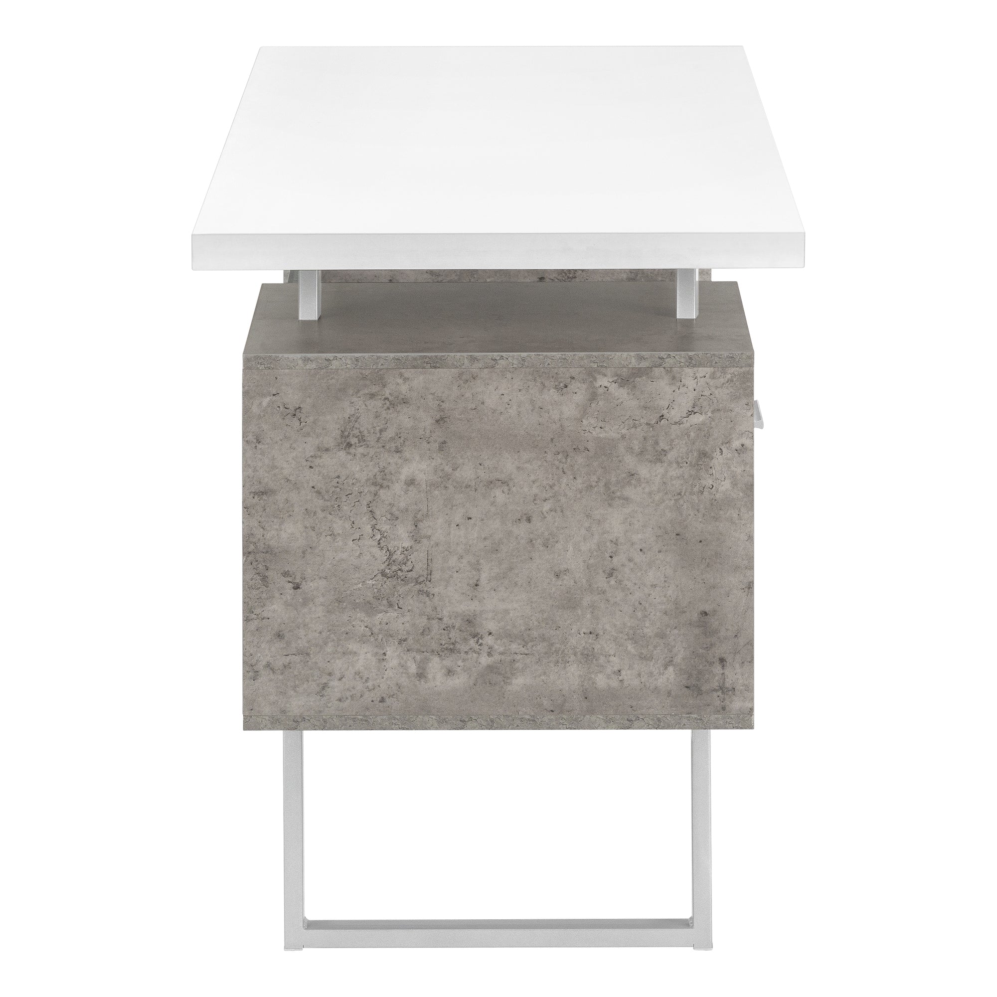 Computer Desk - 60"L / Espresso / Silver Metal-Computer Desk-DECOROLALA