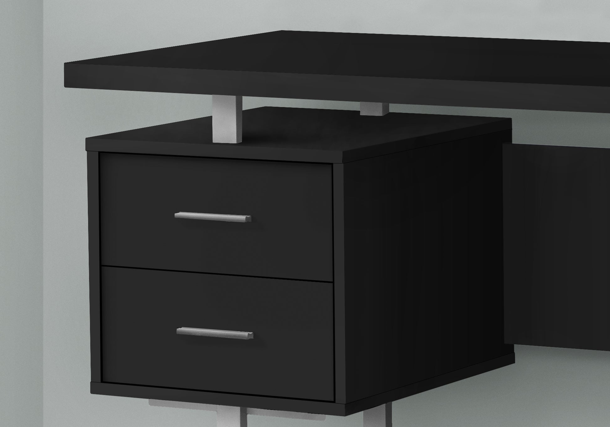 Computer Desk - 60"L / Espresso / Silver Metal-Computer Desk-DECOROLALA