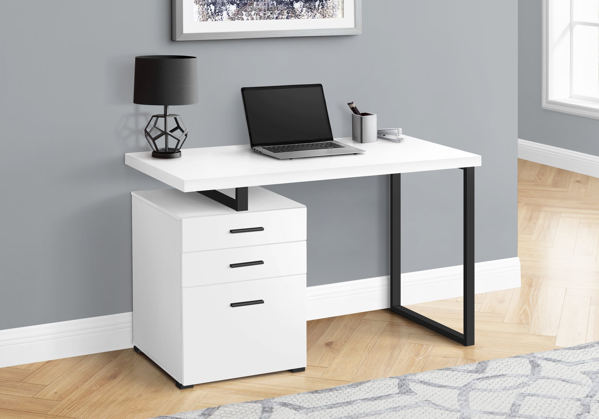 Computer Desk - 48"L / Brown Reclaimed Wood / Black Metal-Office Cabinet-DECOROLALA