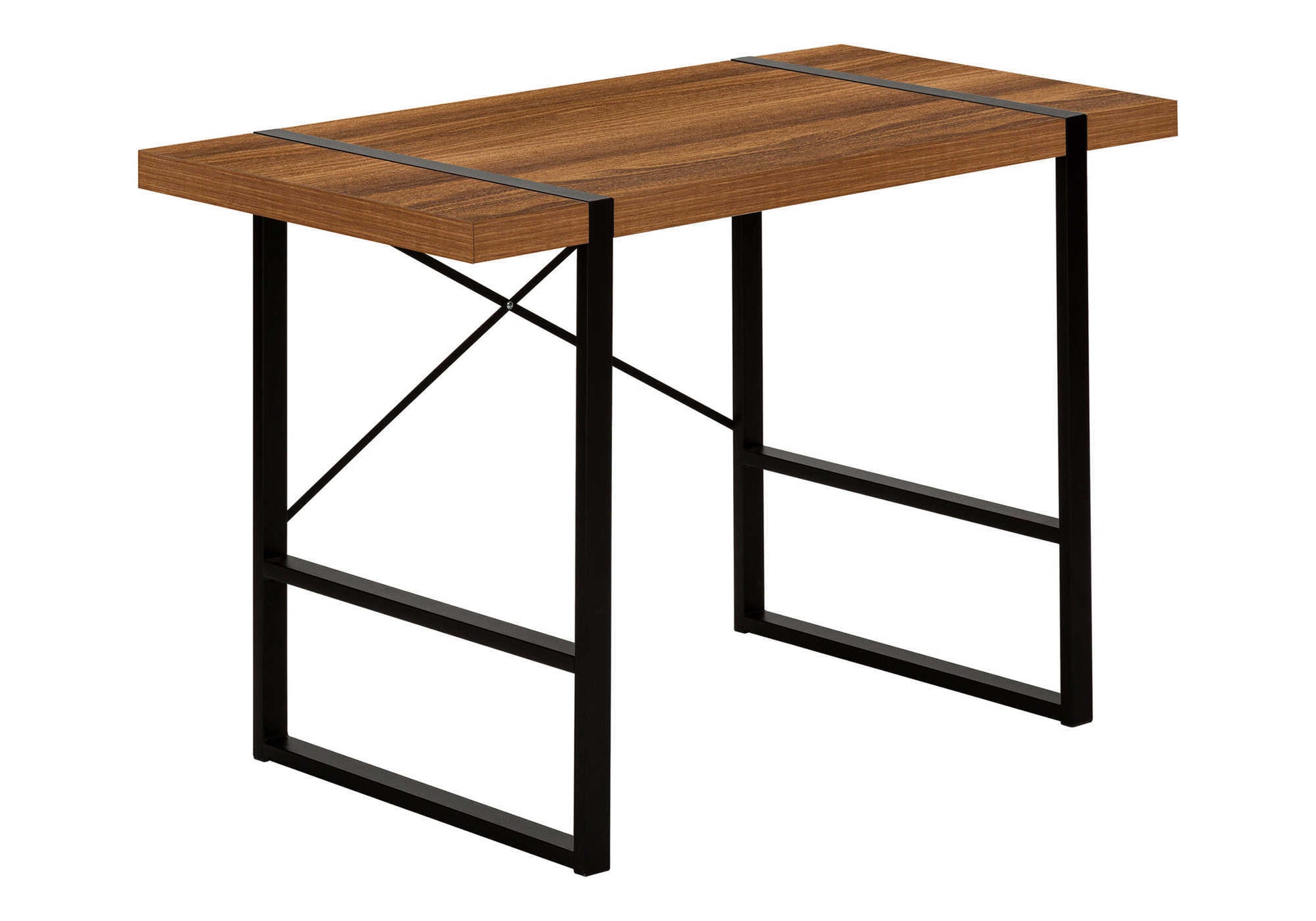 Computer Desk - 48"L / Dark Taupe / Black Metal-Computer Desk-DECOROLALA