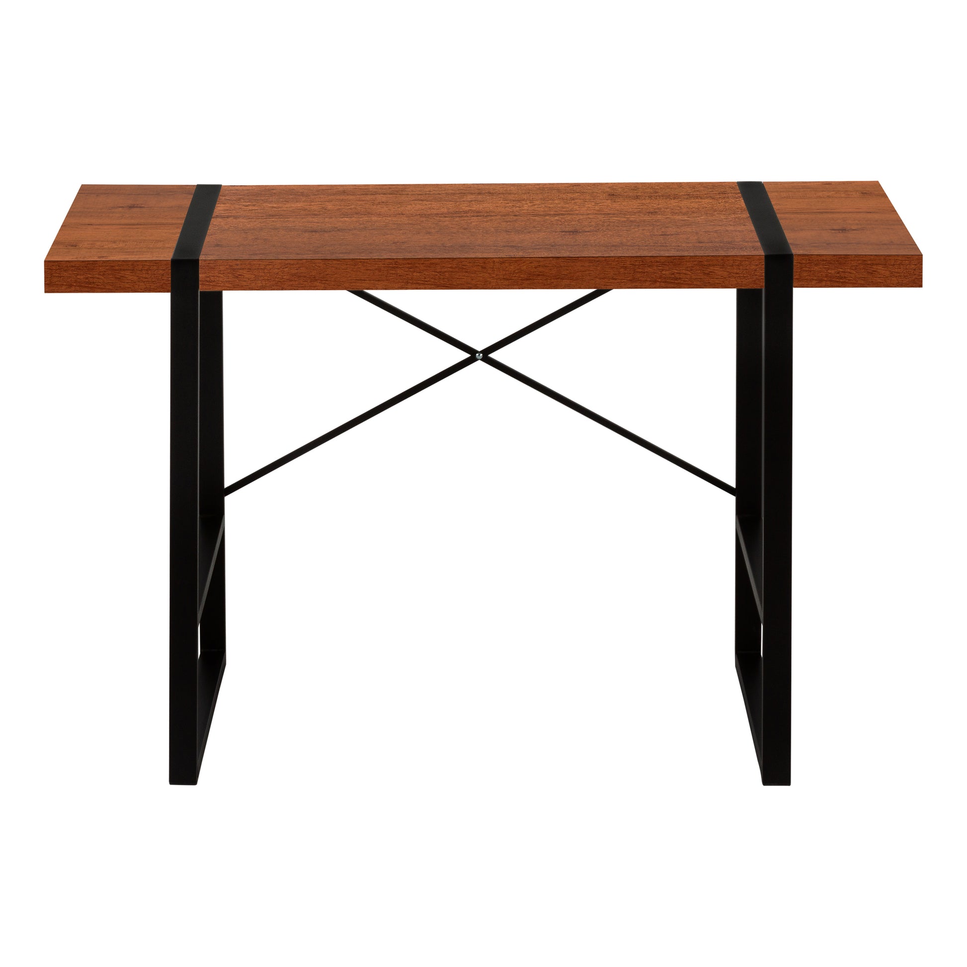 Computer Desk - 48"L / Dark Taupe / Black Metal-Computer Desk-DECOROLALA