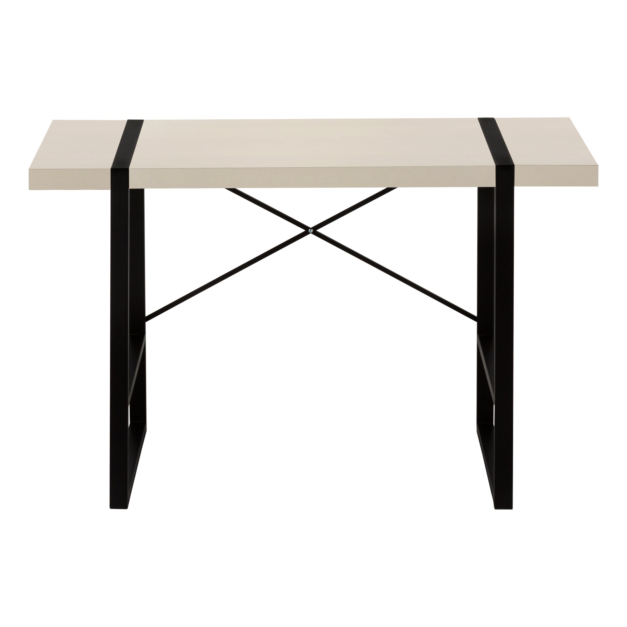 Computer Desk - 48"L / Dark Taupe / Black Metal-Computer Desk-DECOROLALA