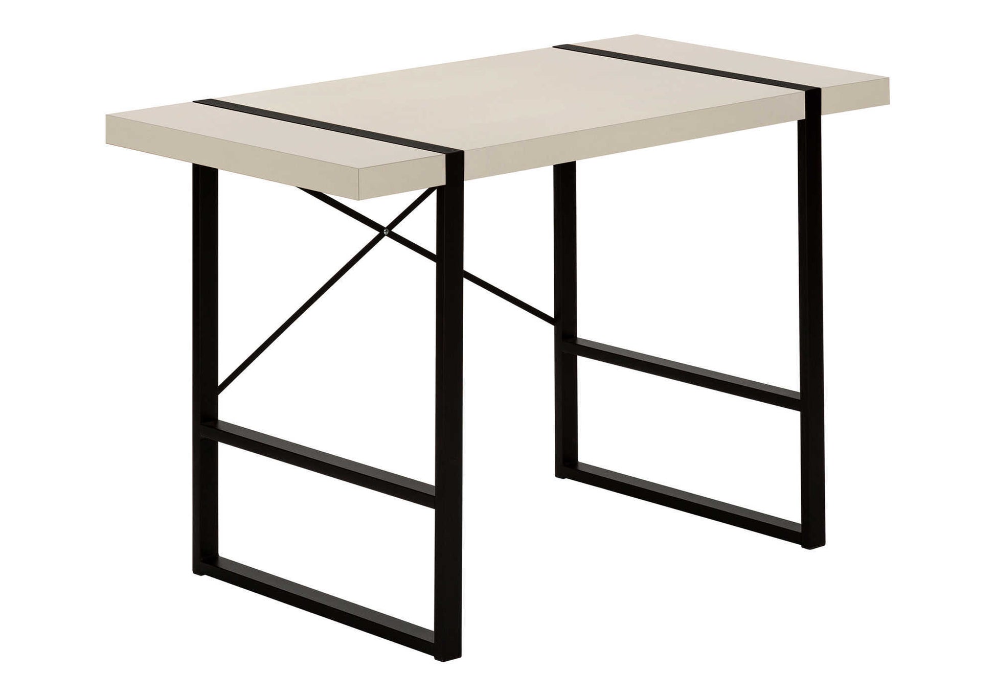 Computer Desk - 48"L / Dark Taupe / Black Metal-Computer Desk-DECOROLALA
