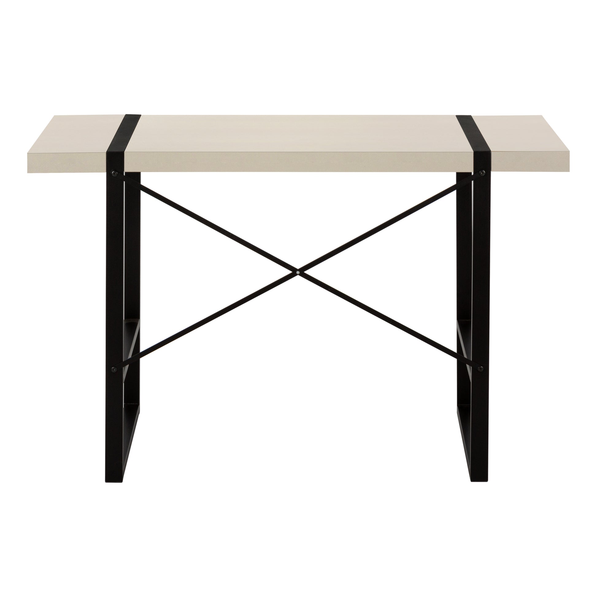Computer Desk - 48"L / Dark Taupe / Black Metal-Computer Desk-DECOROLALA