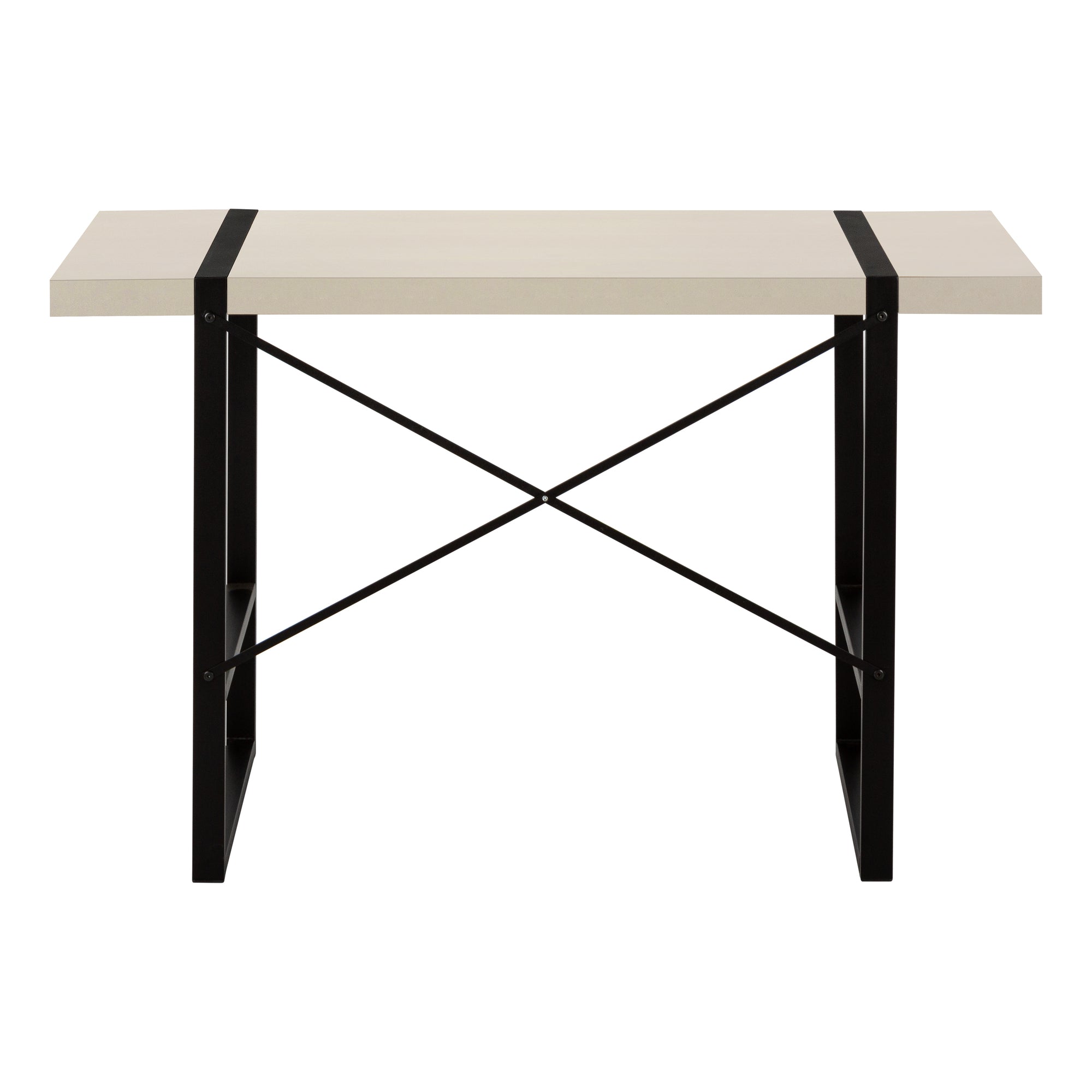 Computer Desk - 48"L / Dark Taupe / Black Metal-Computer Desk-DECOROLALA