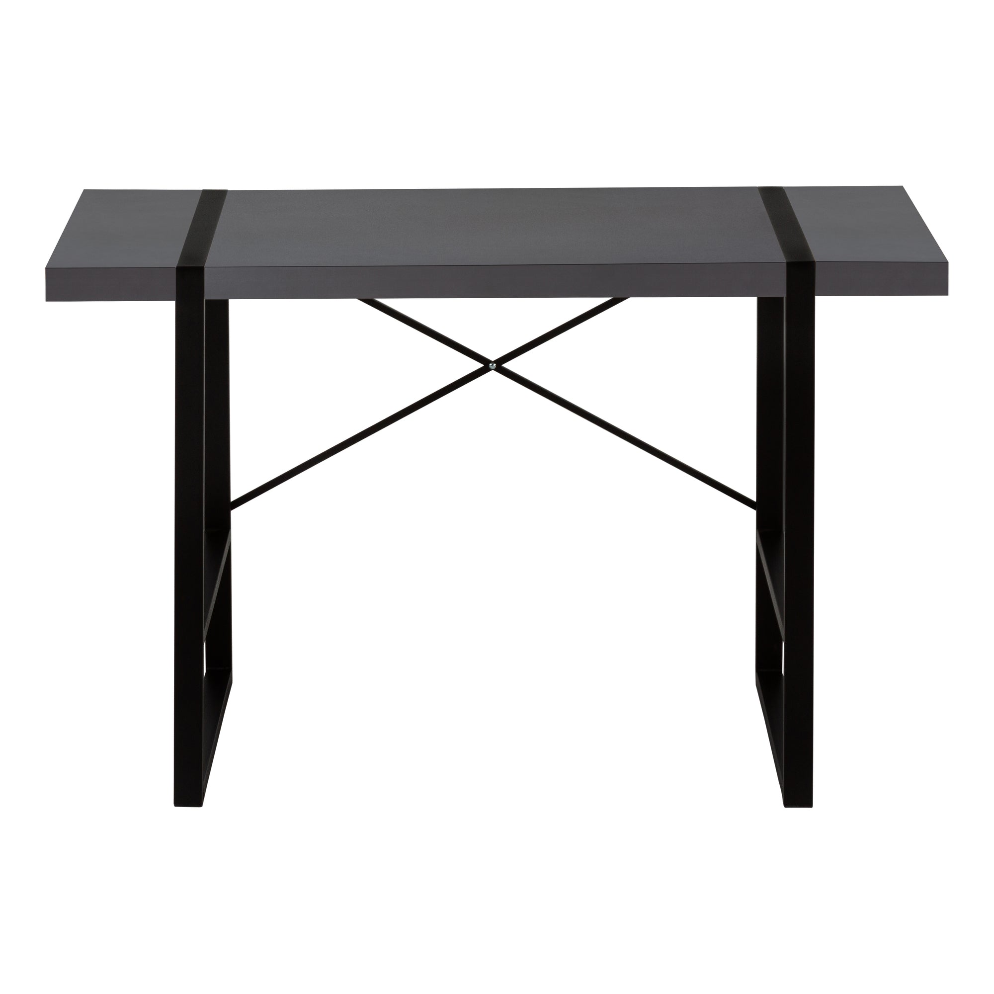 Computer Desk - 48"L / Dark Taupe / Black Metal-Computer Desk-DECOROLALA